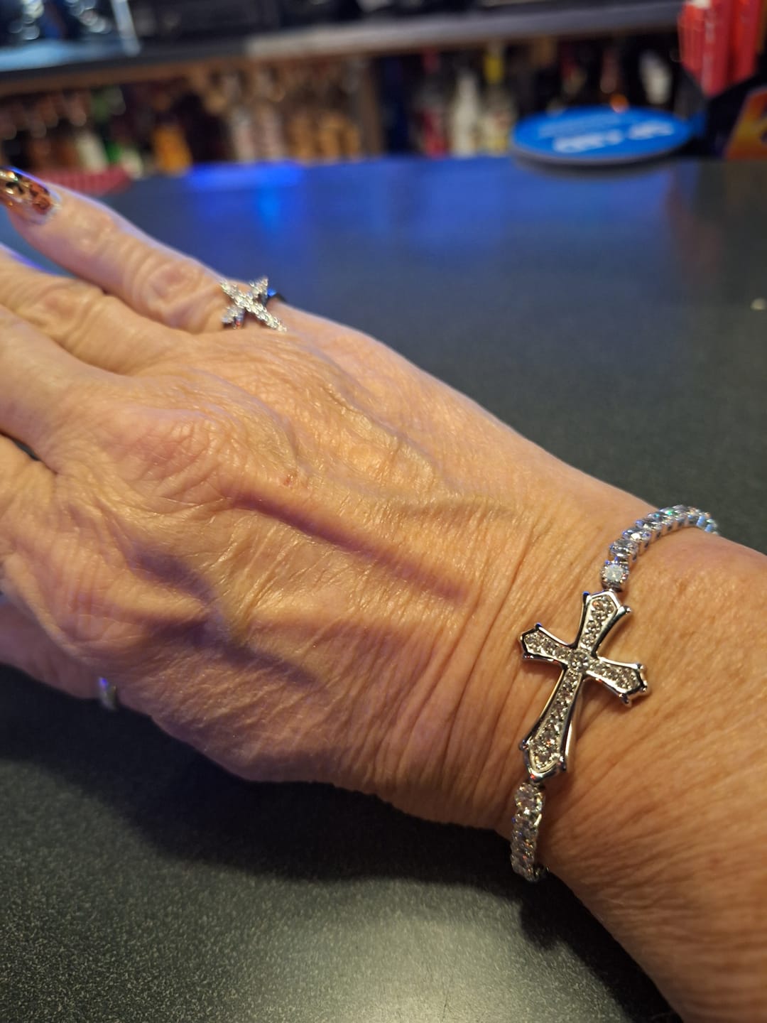 Customer photo review of FREE Today: 2-Color Elegant Zircon-Encrusted Cross Bracelet: A Symbol of Divine Grace & Elegance