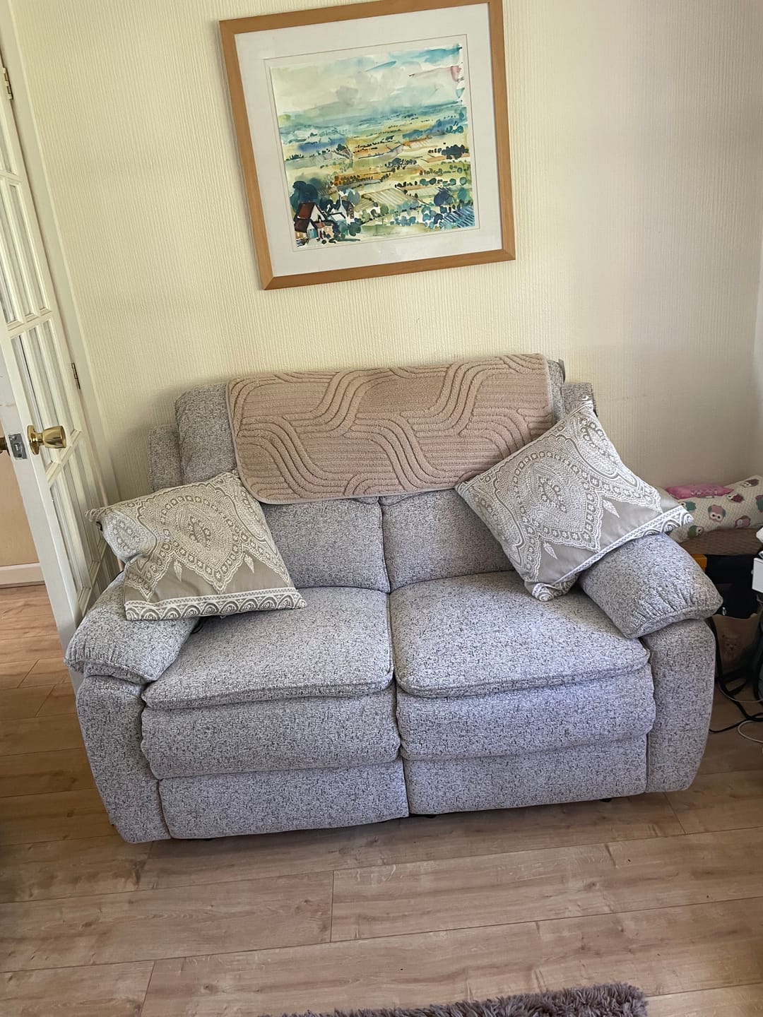 Customer photo review of Bronte 2 Seater Recliner Sofa - Beige
