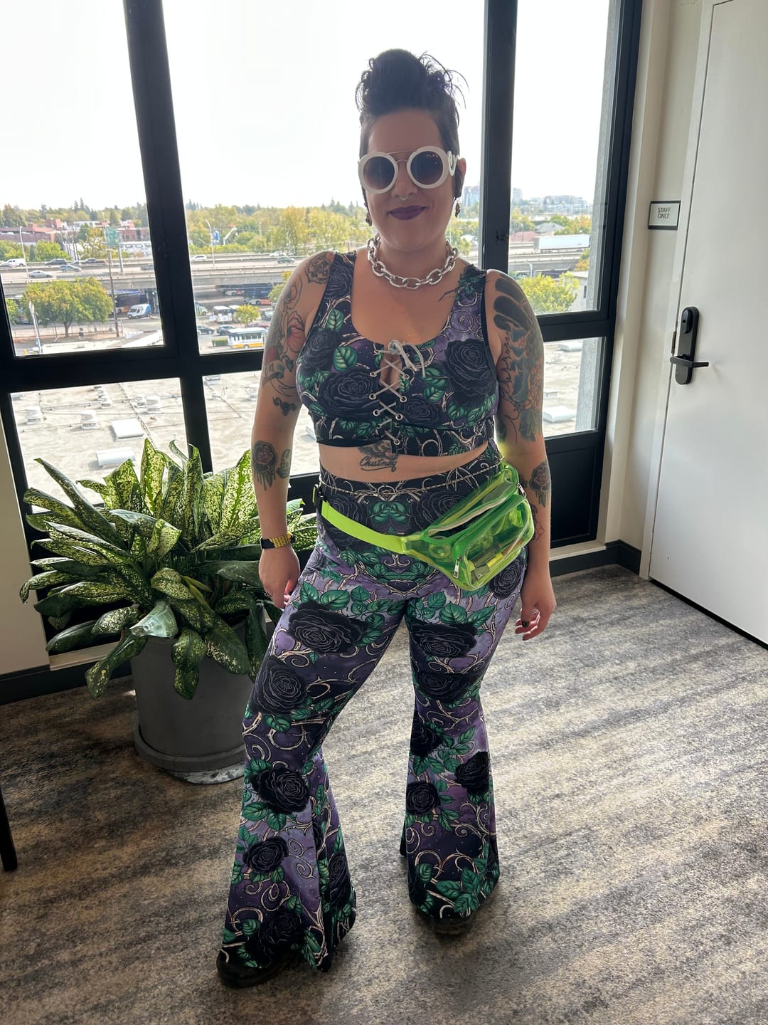 Customer photo review of Midnight Roses Lace Up Top