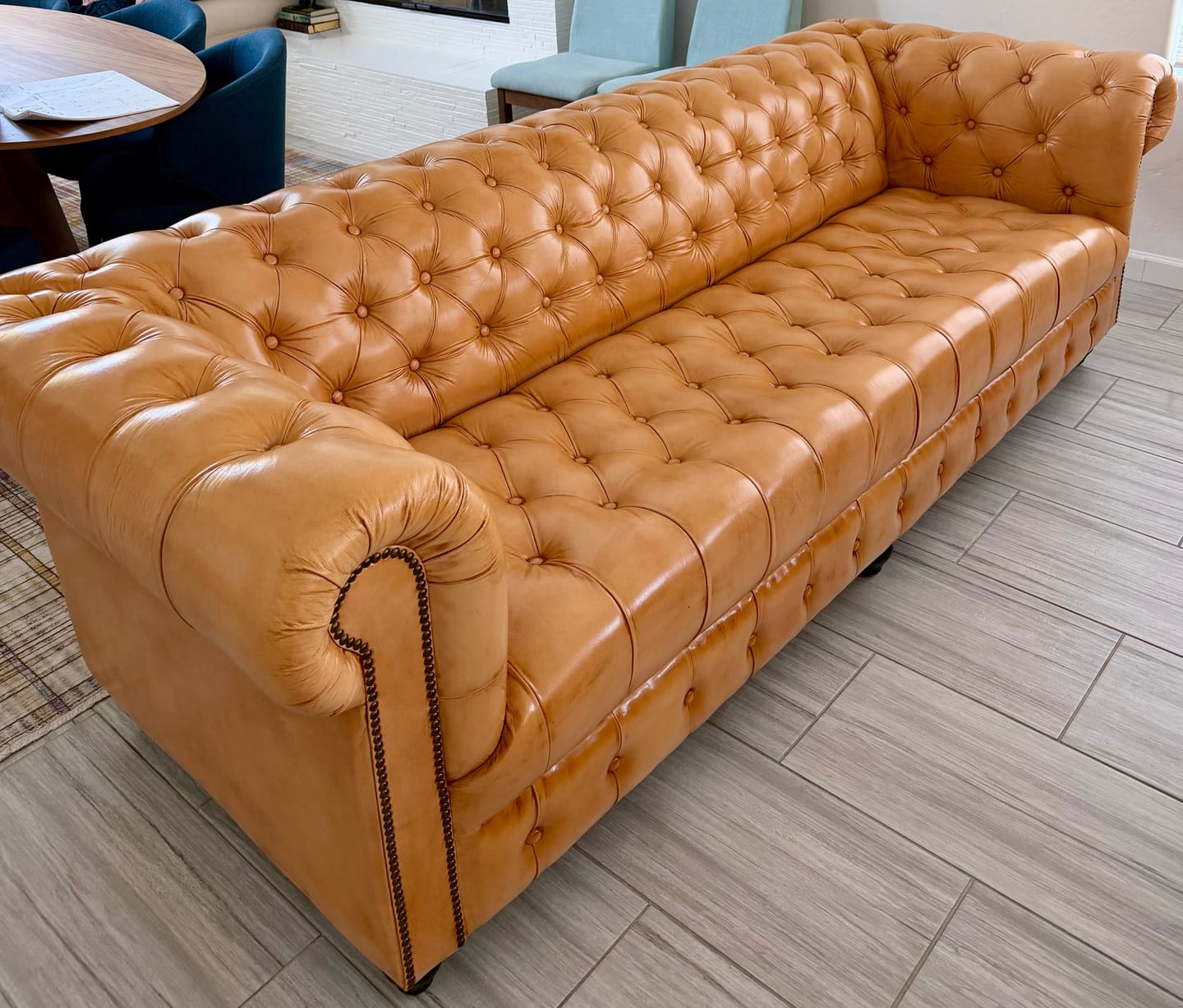 Customer photo review of Cheyenne Chesterfield Leather Sofa
