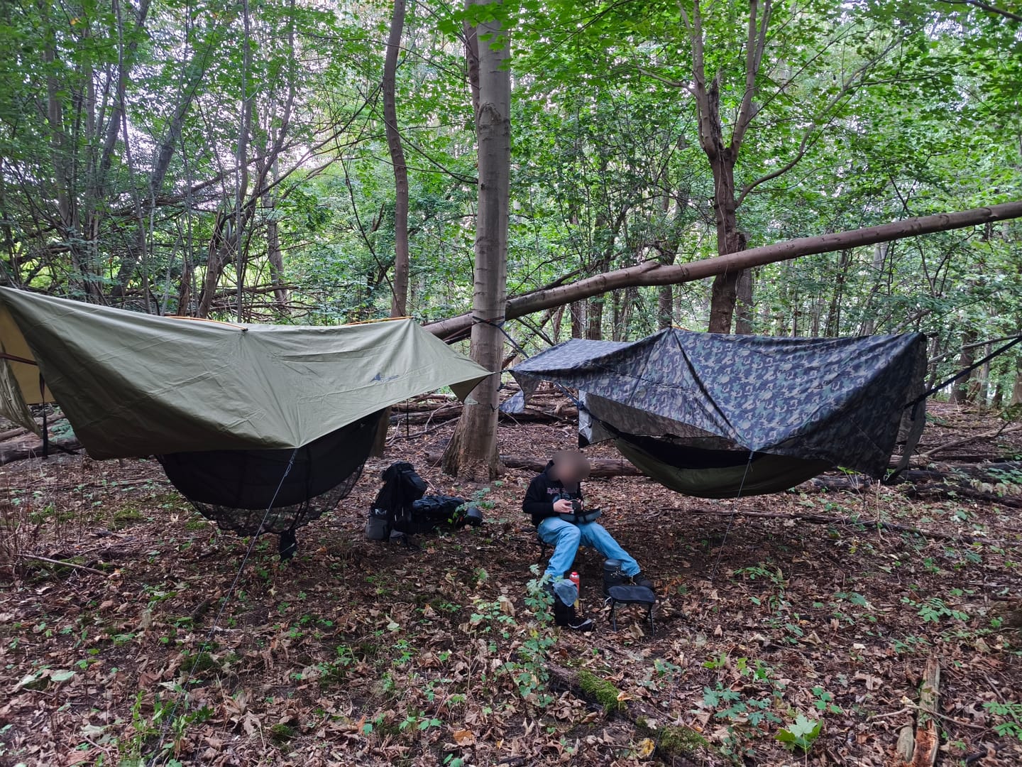 Customer photo review of Double Pole 14ft Hammock Rain Fly Tarp Lightweight Waterproof Camping Tent Tarp with Doors Bushcraft Tarp Shelter for Backpacking Hiking Camping