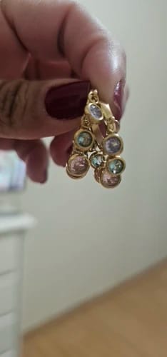 Customer photo review of Multi-Stone Charm Hoops