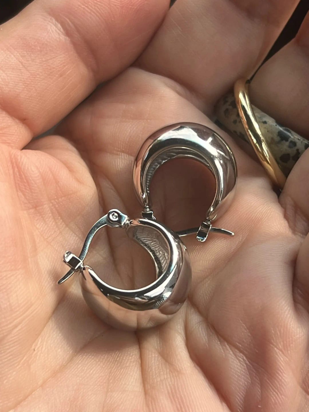 Customer photo review of Urban Sparkle Minimalist Hoops