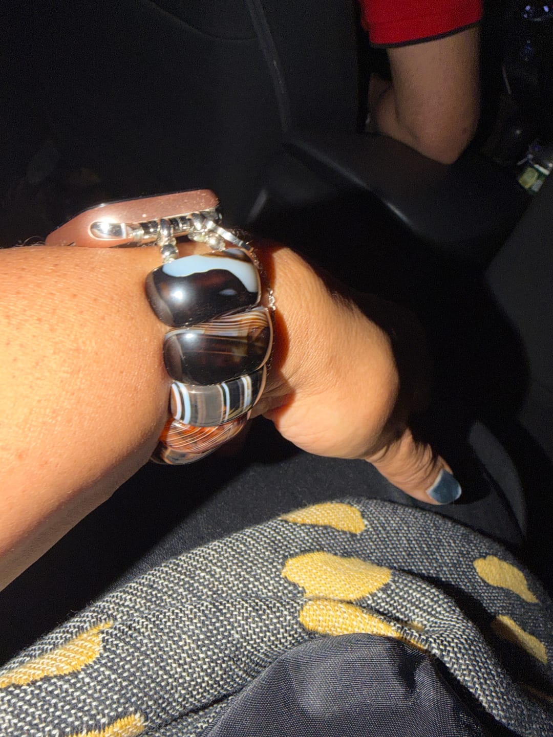 Customer photo review of Bohemian Onyx Elegance Stretch Apple Watch Strap