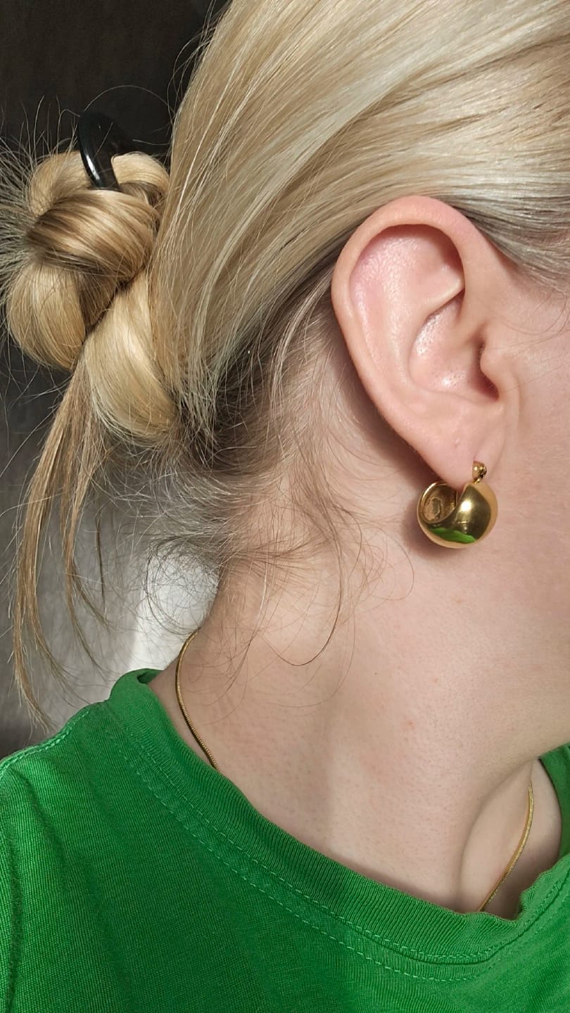 Customer photo review of Urban Sparkle Minimalist Hoops