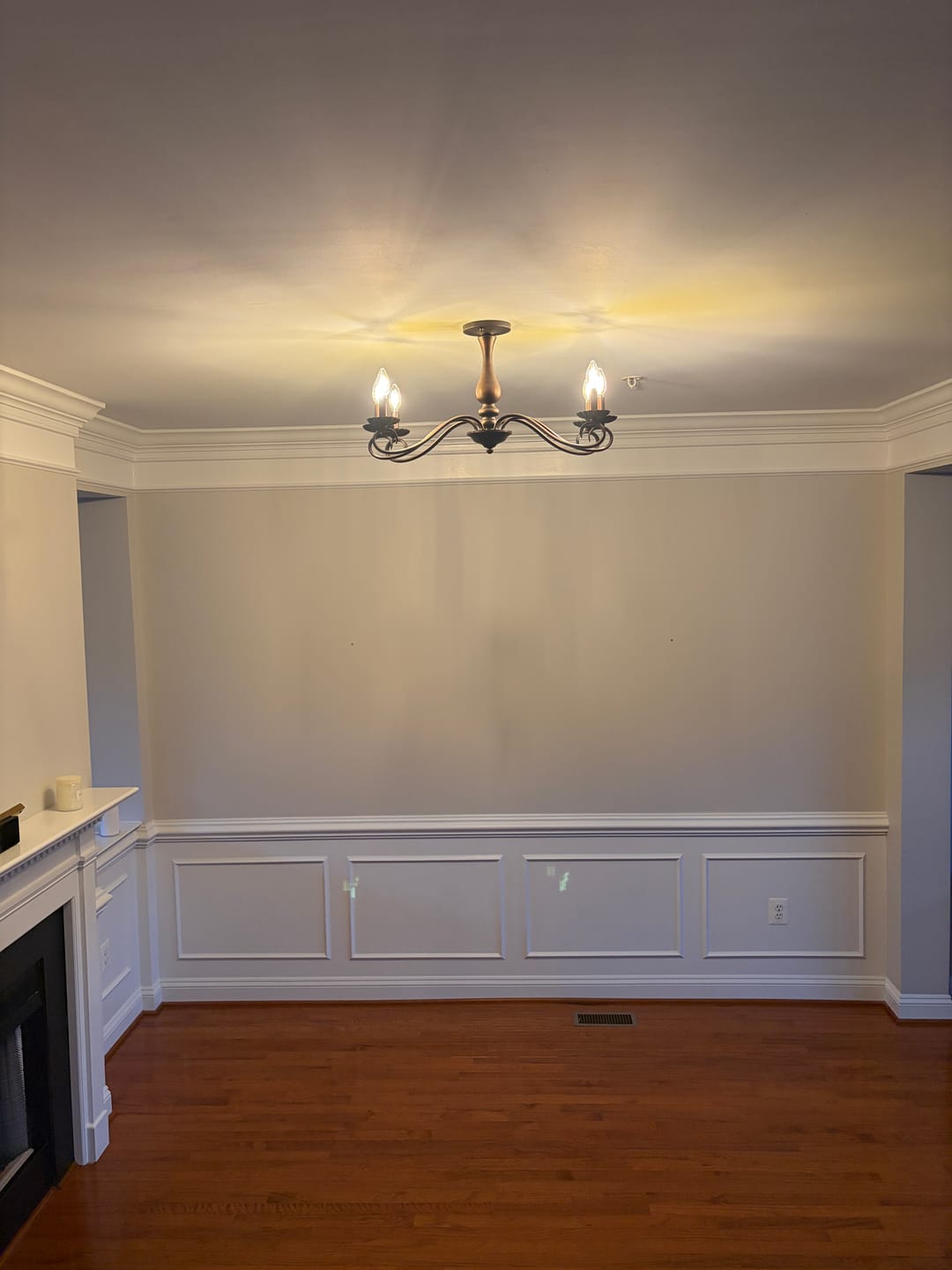 Customer photo review of Vintage Heritage Bronze 6-Light Metal Candle Semi Flush Chandelier