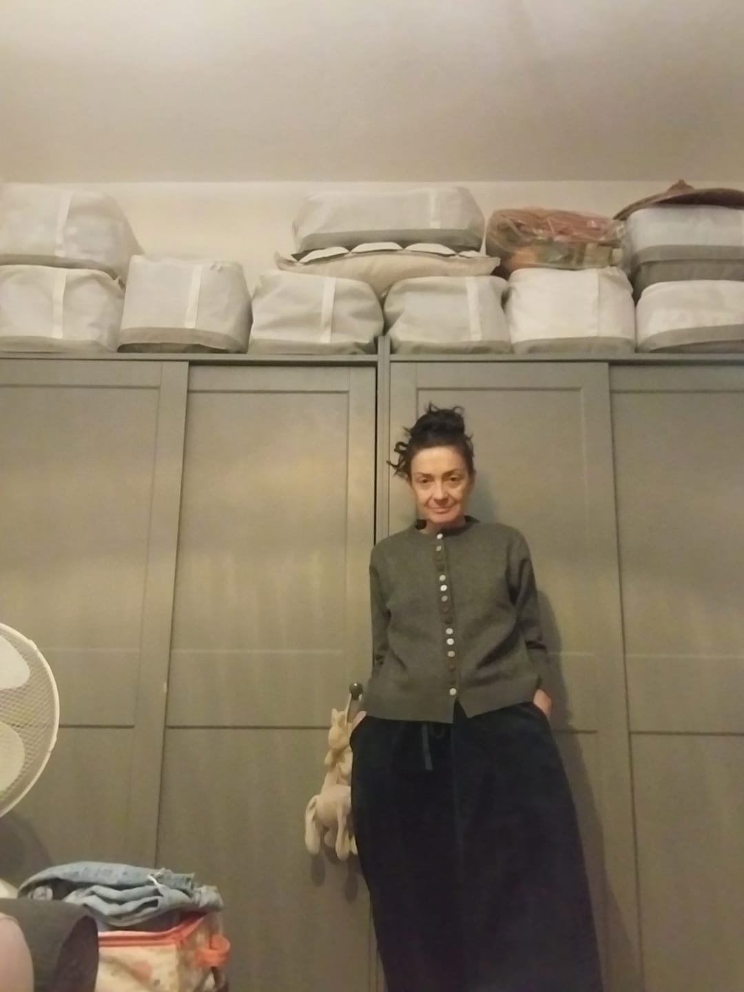 Customer photo review of Plus Size Elastic Waist Calf Length Spring Corduroy Skirt