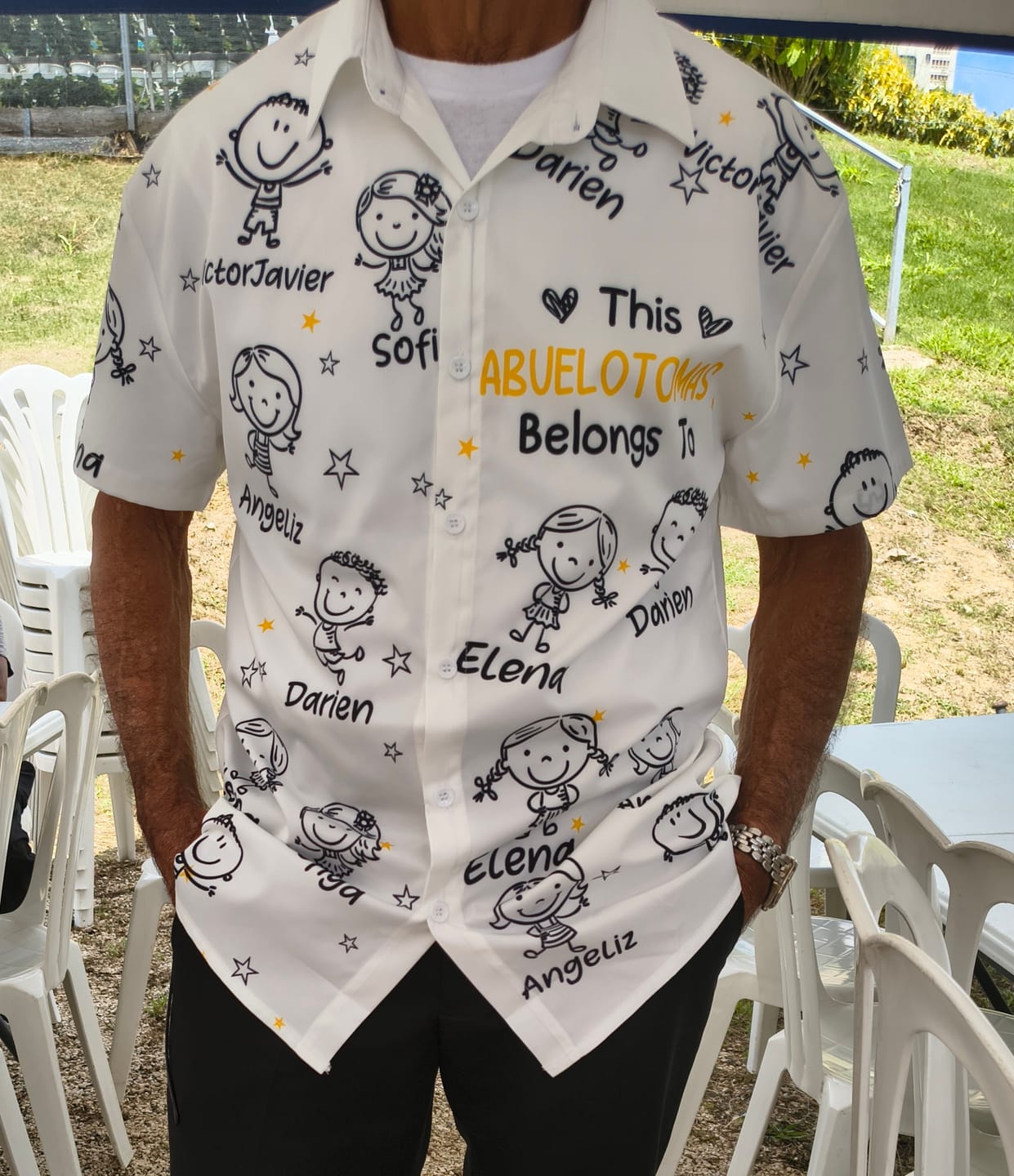 Customer photo review of Personalized Hawaiian Shirt- This Grandpa Belongs To Doodle