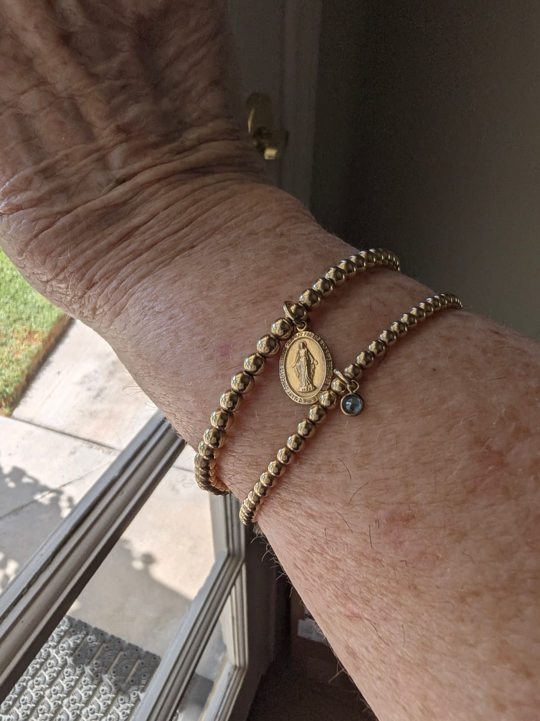 Customer photo review of blessed mary juno bracelet (4mm)