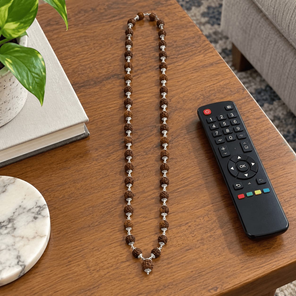 Customer photo review of Rudraksha Silver Mala