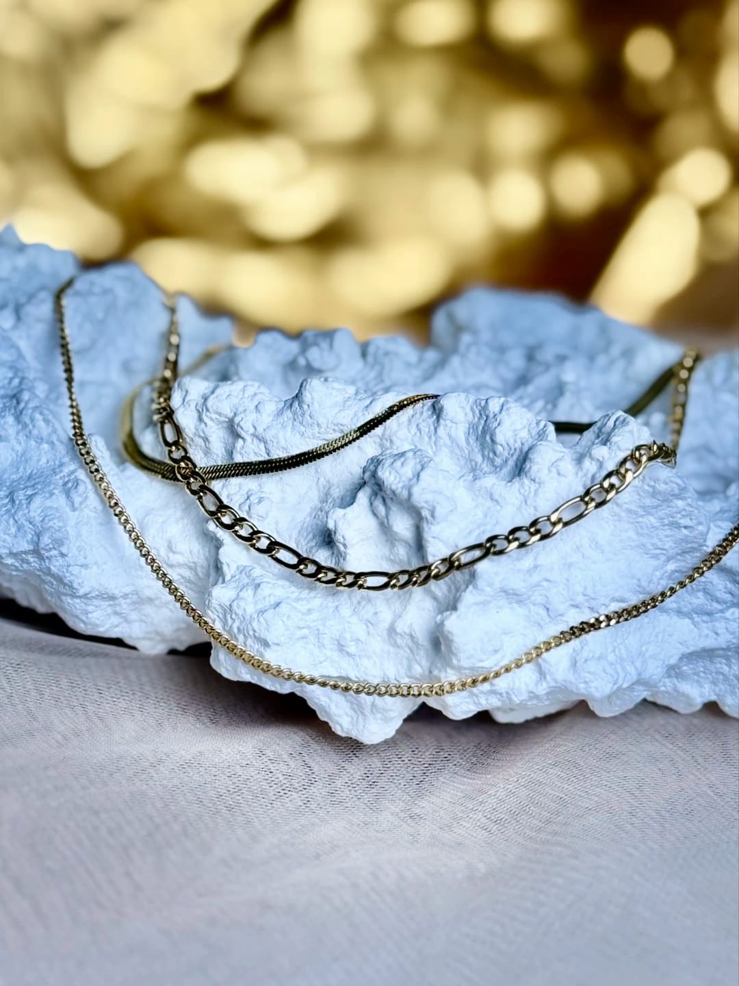 Customer photo review of Golden Harmony Layered Necklace