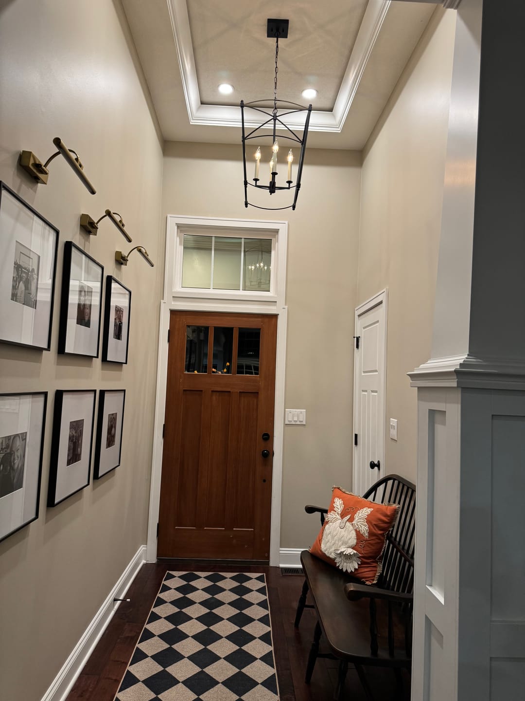 Customer photo review of 4-light French Antique Gold Candle Square Lantern Chandelier