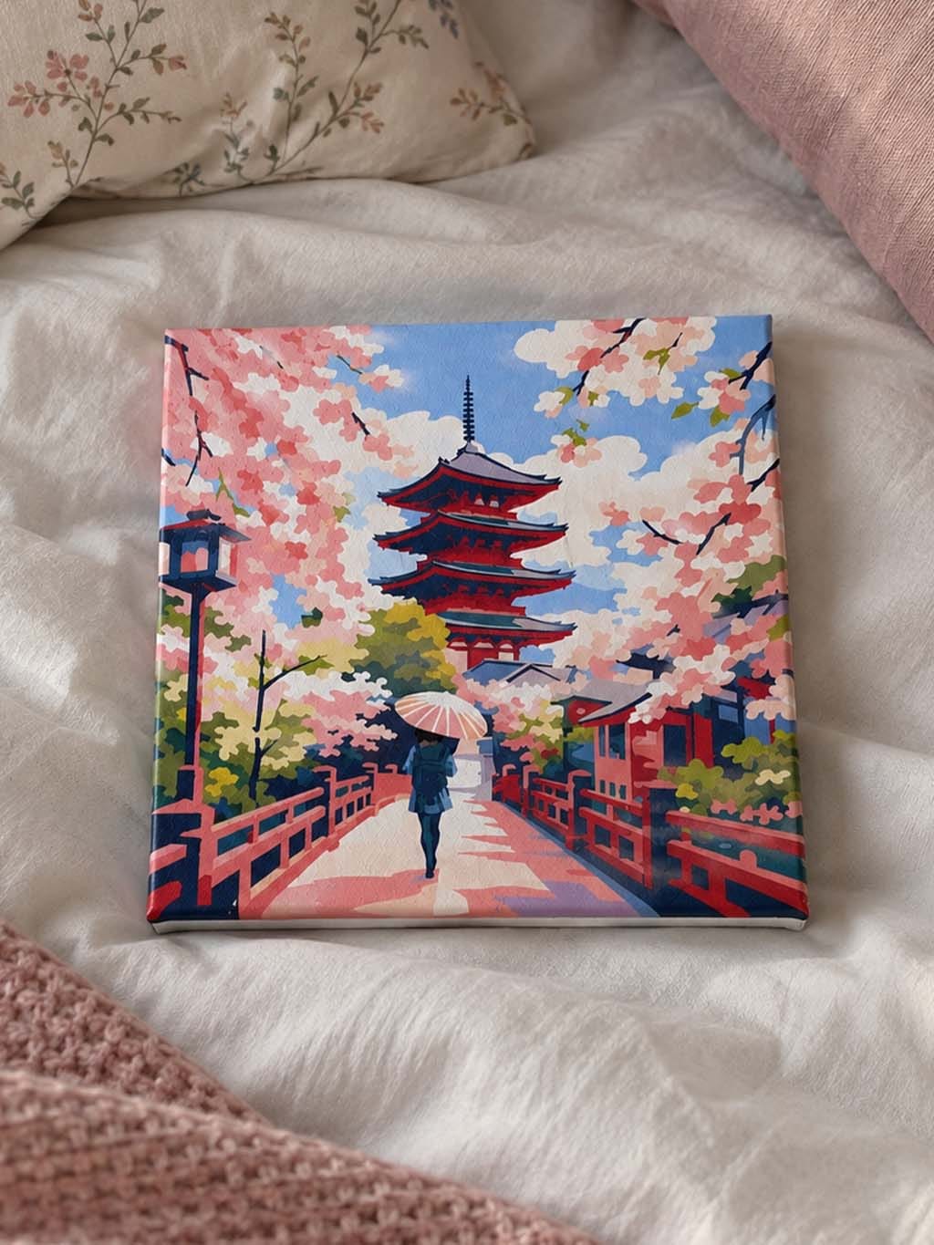 Customer photo review of Mini Peinture par Numéros 20x20cm avec cadre Kyoto en fleurs