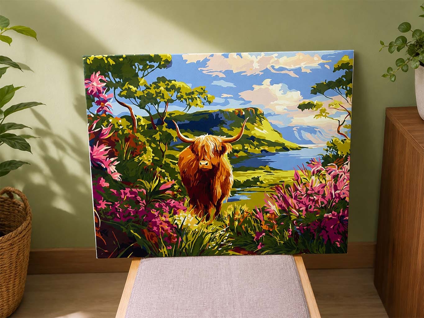 Customer photo review of Vache Highland et vallée printanière