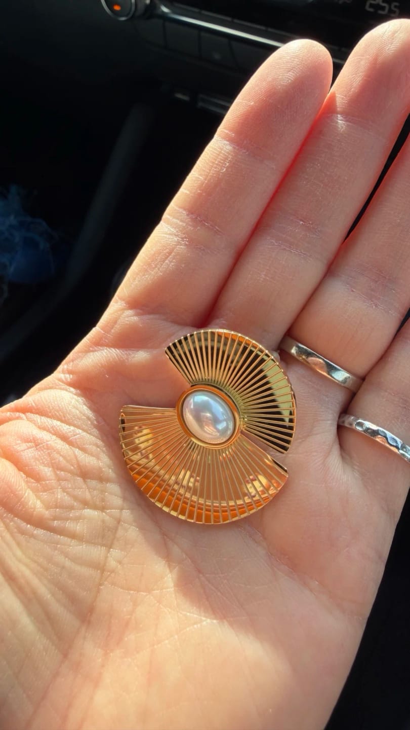 Customer photo review of Pearl Petal Earrings