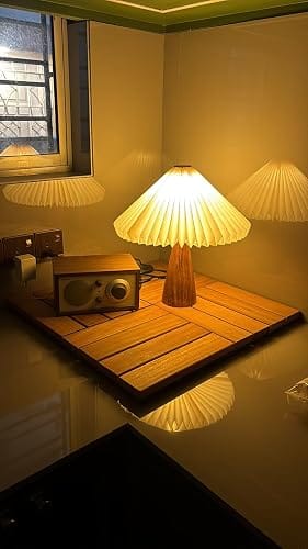 Customer photo review of Japanese Wooden Pleated Table Lamp