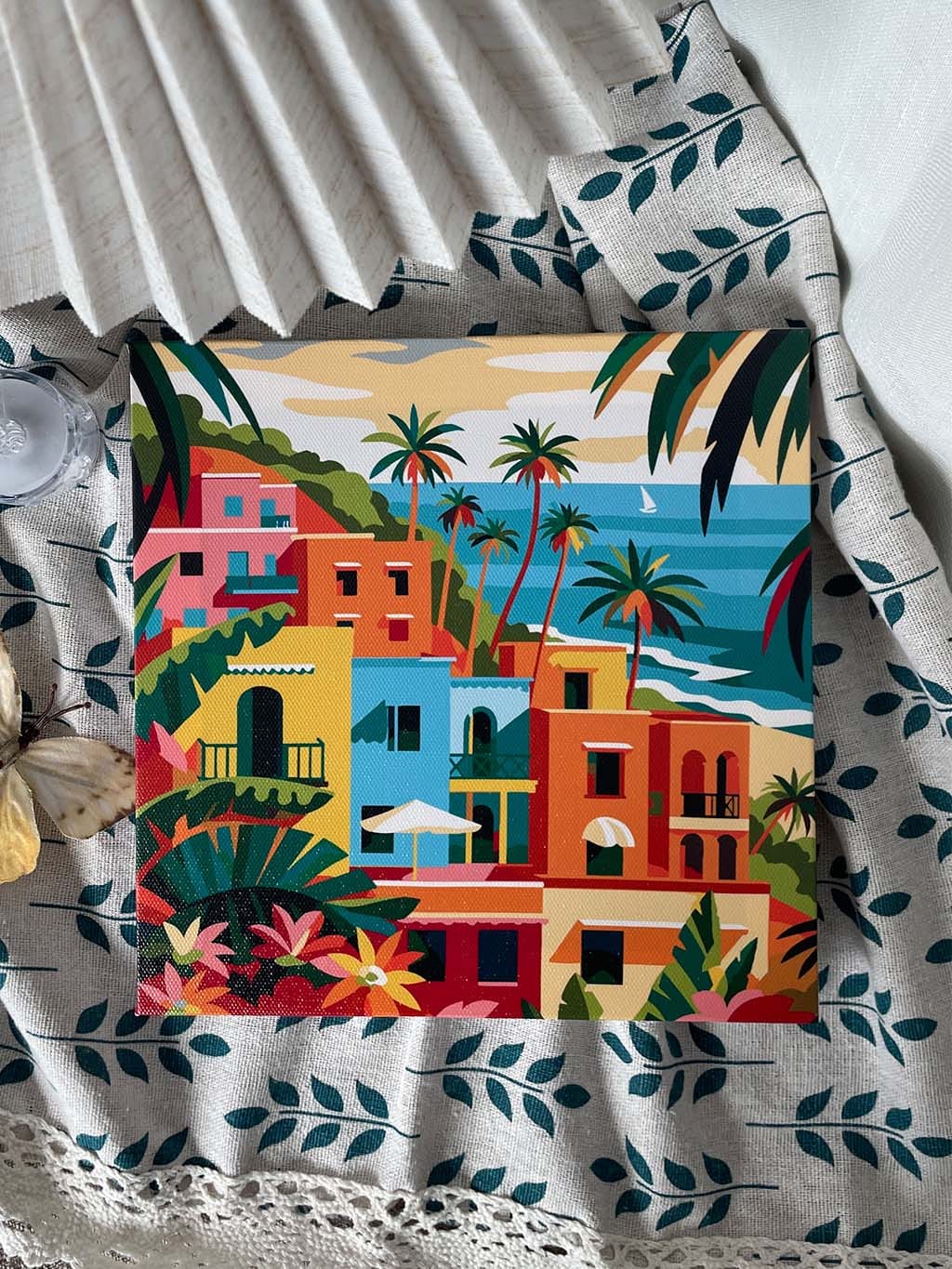 Customer photo review of Mini Peinture par Numéros 20x20cm avec cadre Ville côtière marocaine