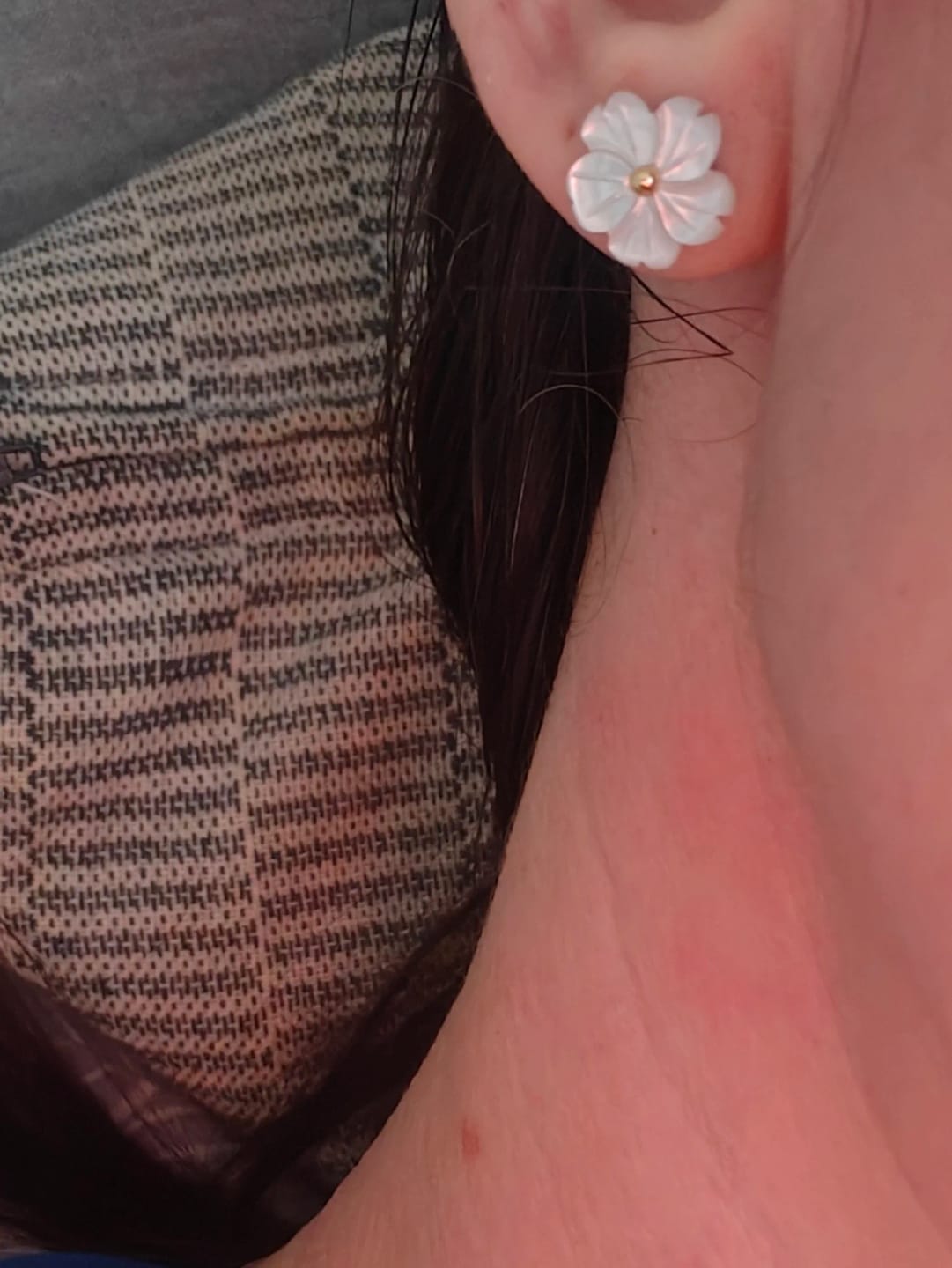 Customer photo review of Shell Petal Earrings