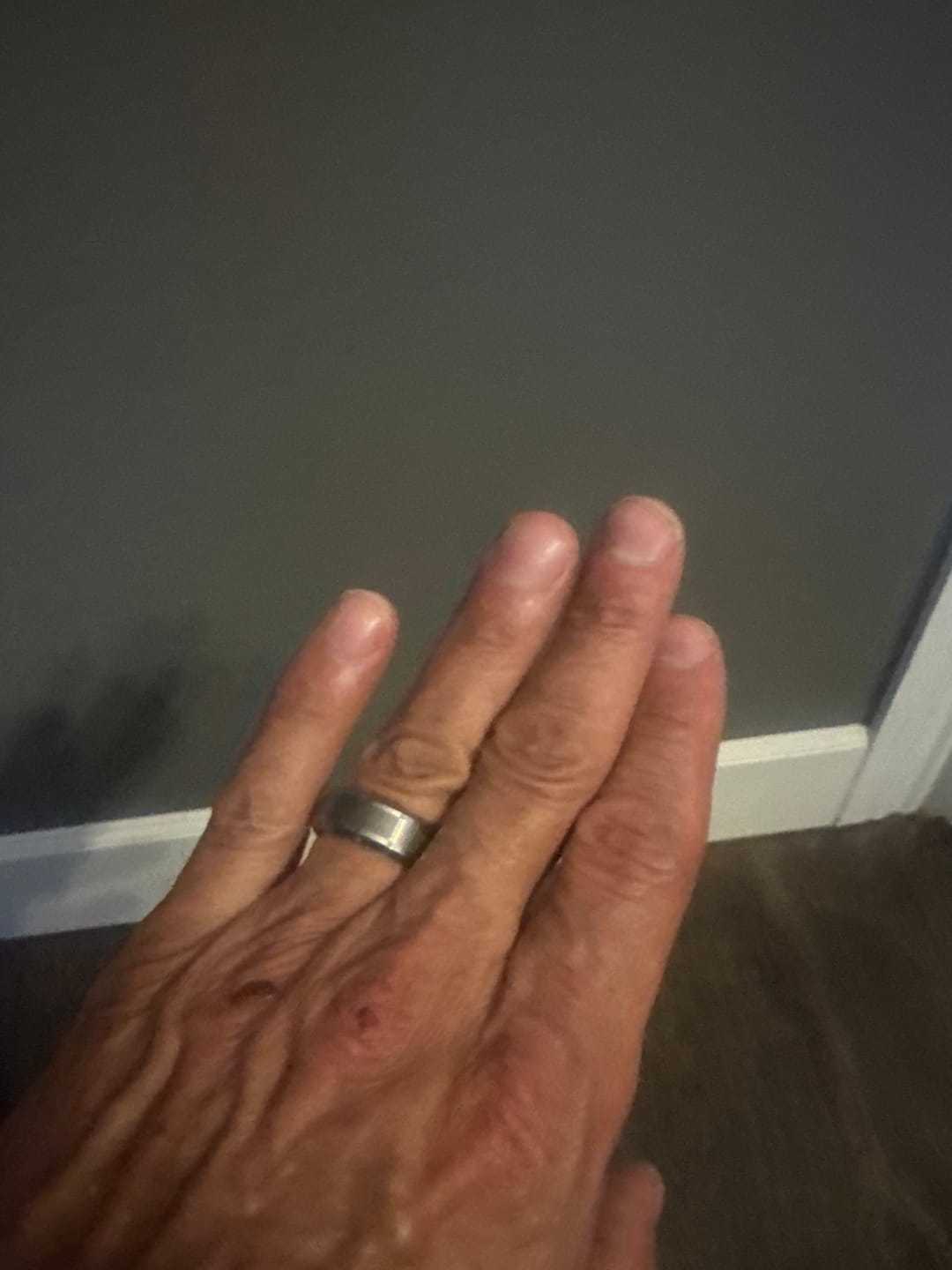 Customer photo review of 8mm - Silver Tungsten Wedding Band, Brushed Center Finish, Silver Tungsten Ring,