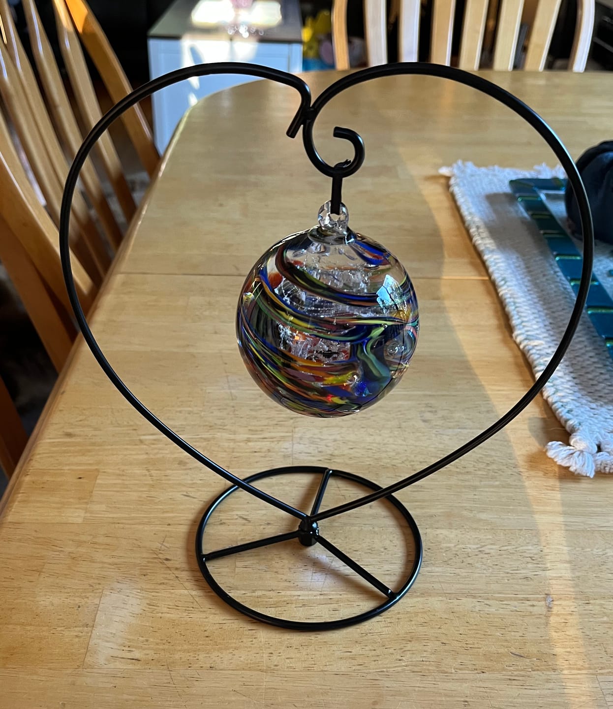 Customer photo review of Rainbow Confetti Orb with Cremation Ashes