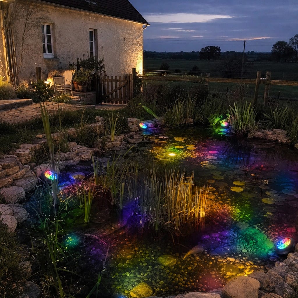 Customer photo review of Pond LED Lights UK – Submersible Colour Changing Kit | Koi Pond