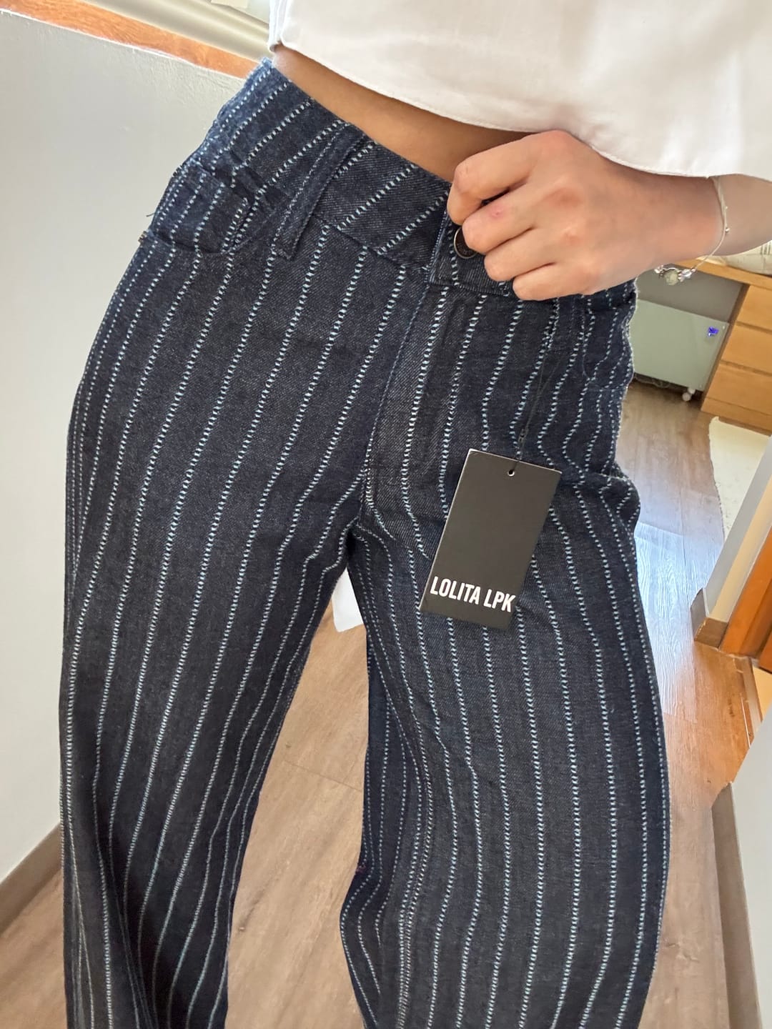 Customer photo review of JEANS WIDE LEG JOSEFA RAYAS TIRO BAJO azul r