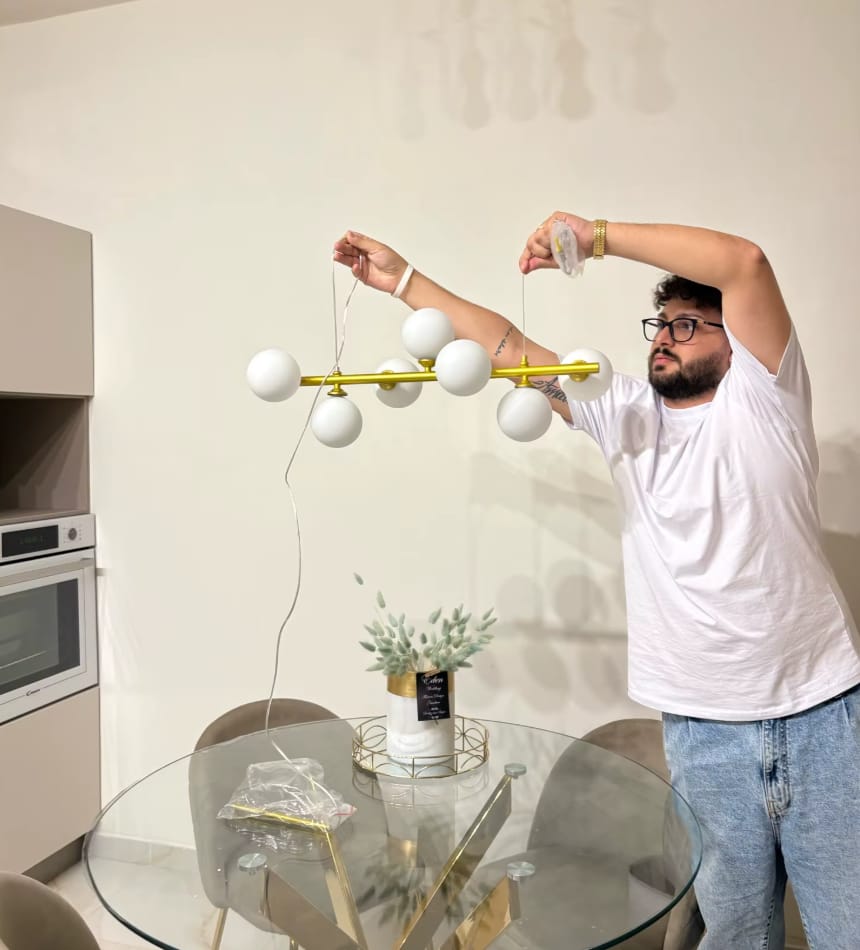 Customer photo review of Linear Globe Pendant Light