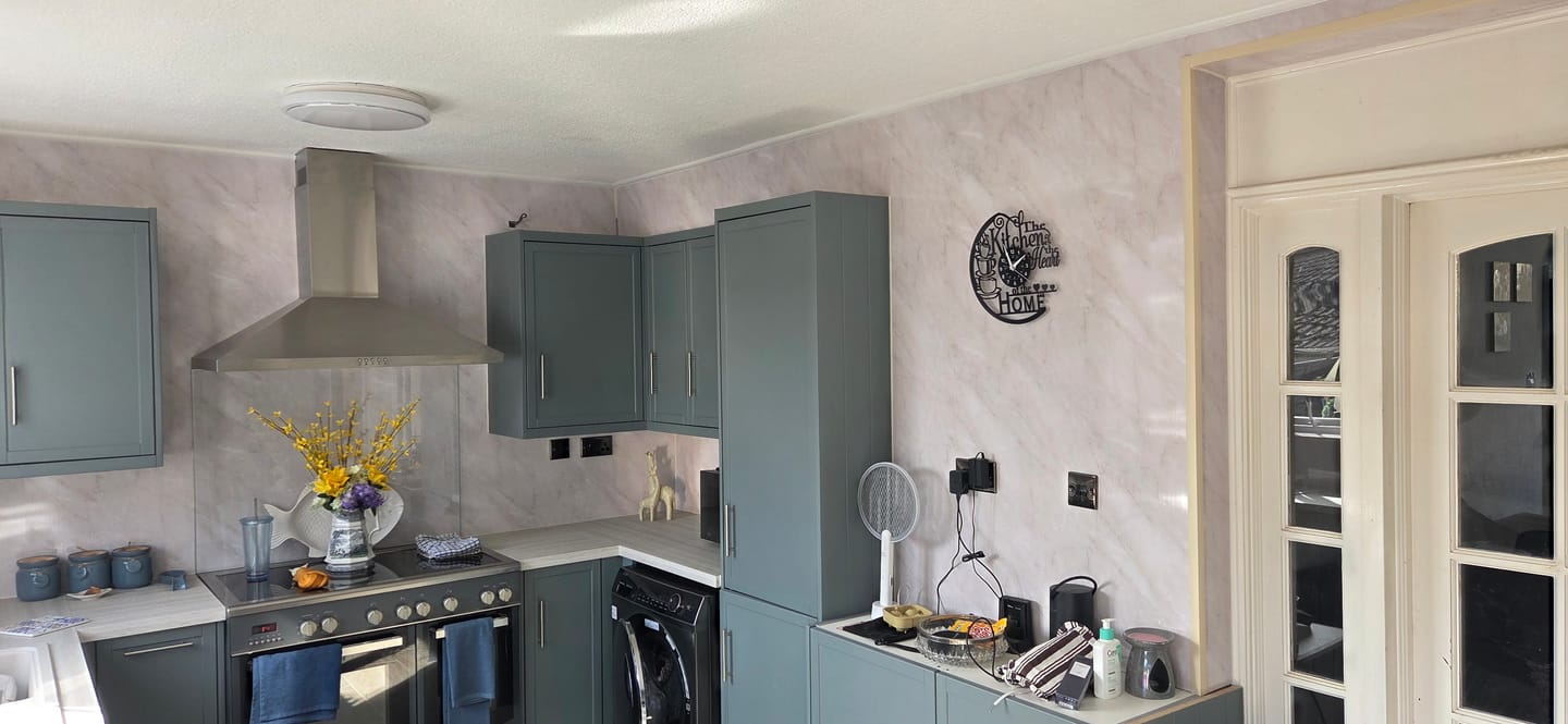 Customer photo review of Premium Pergamon Marble Gloss Shower Wall Panel - 1M x 2.4M