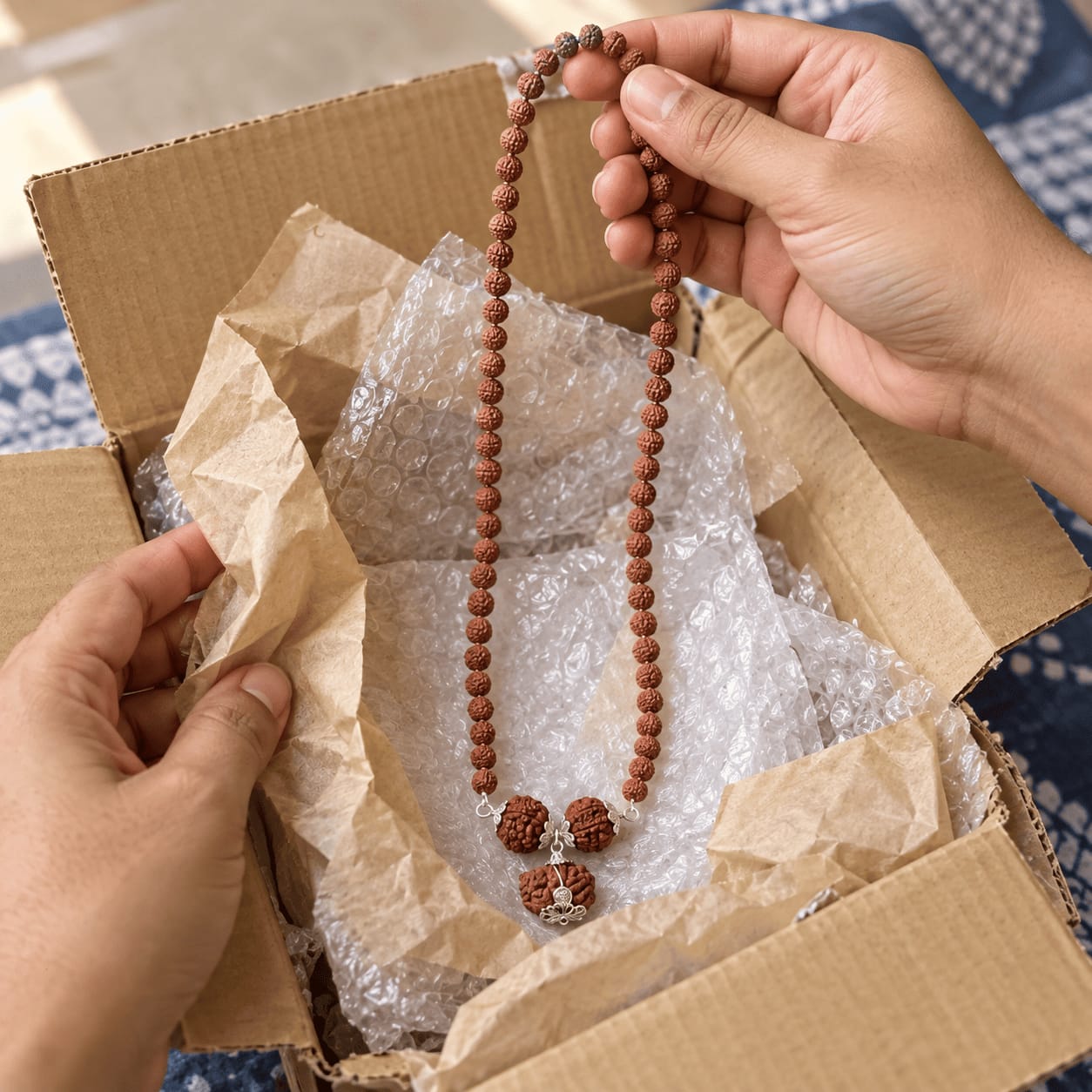 Customer photo review of 1-6-7 Mukhi Rudraksha Kavach (Indian)