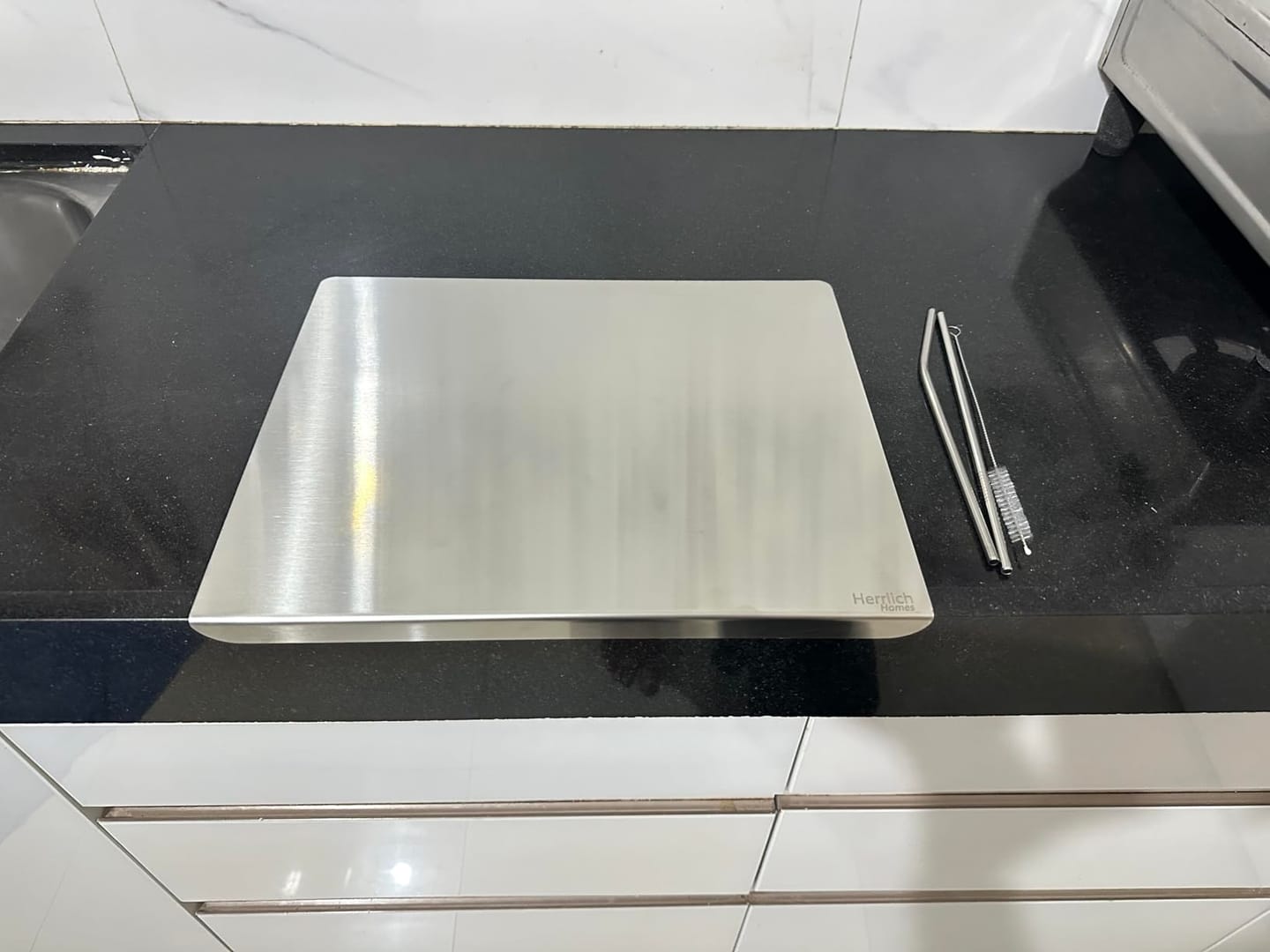 Customer photo review of Stainless Steel Reversible Chopping Board