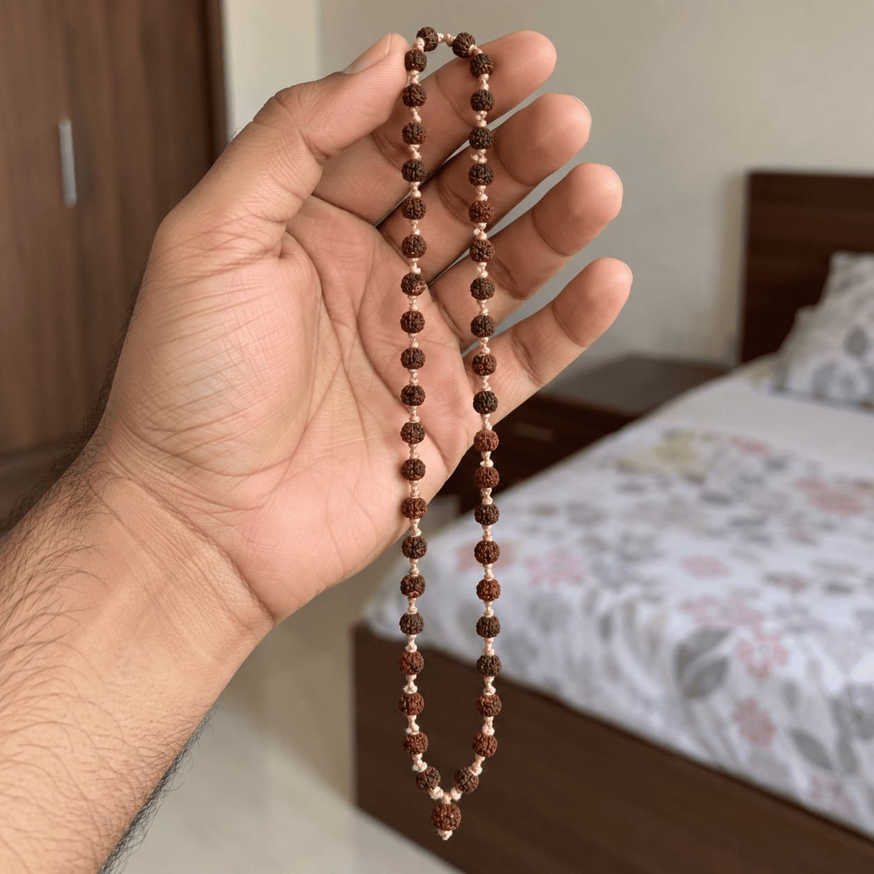 Customer photo review of Rudraksha Silver Mala