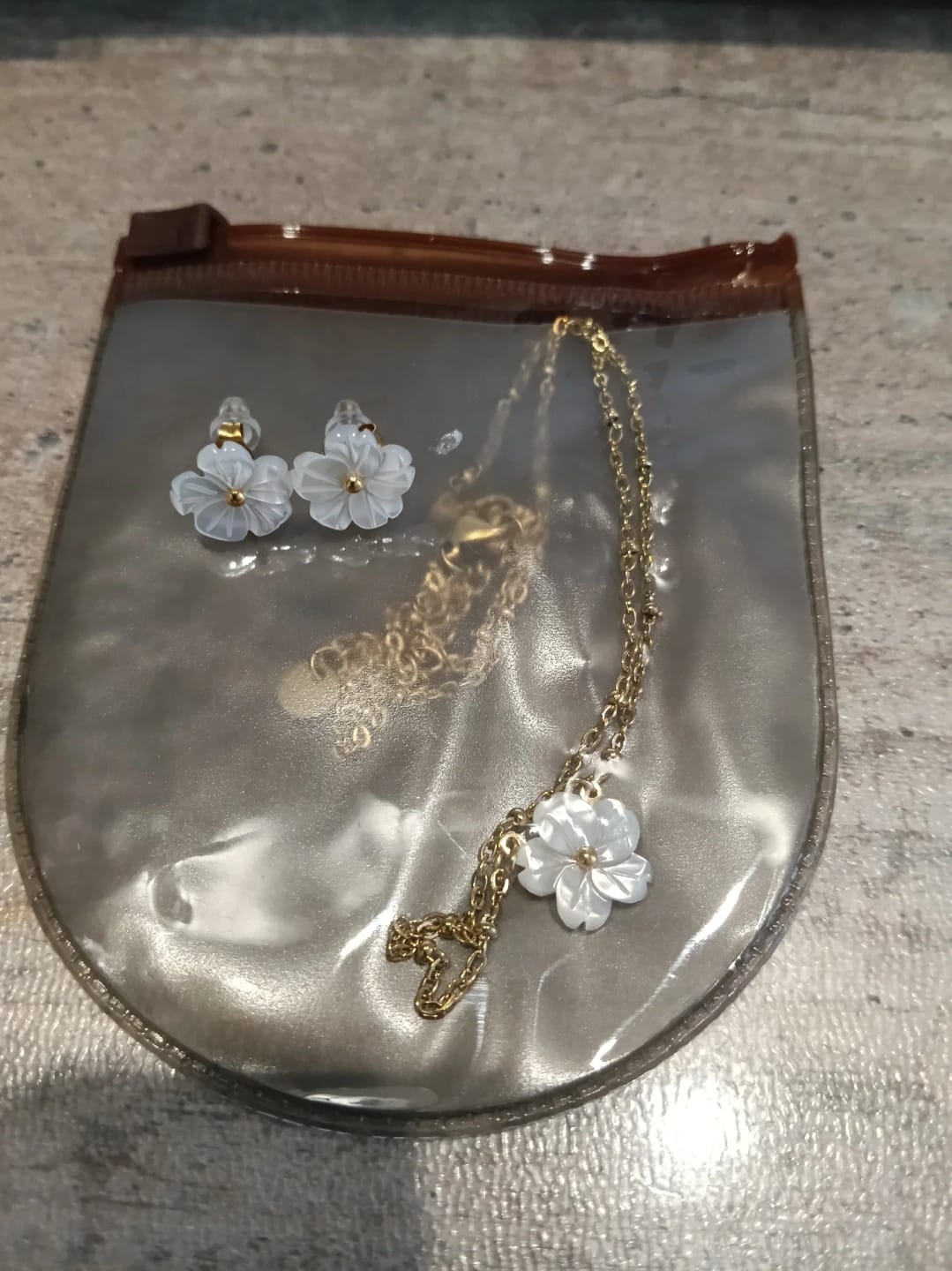 Customer photo review of Shell Petal Earrings