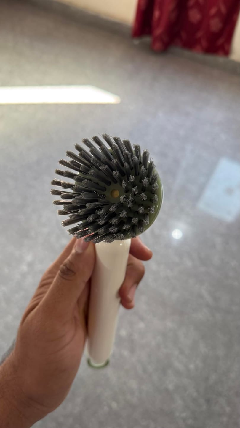 Customer photo review of 2-in-1 Dish Cleaning Brush with Detachable Soap Dispenser Handle | (For Hygienic Loved Homes)