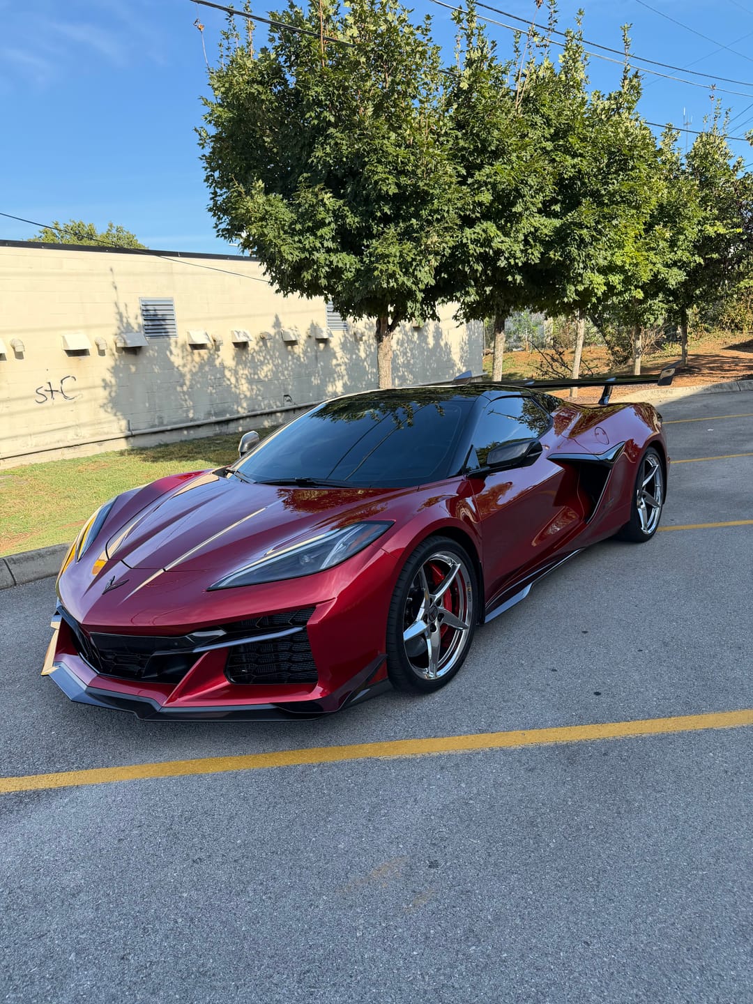 Customer photo review of Corvette C8 ZR1 Style DRY CARBON FIBER Rear High Wing Spoiler Bracket