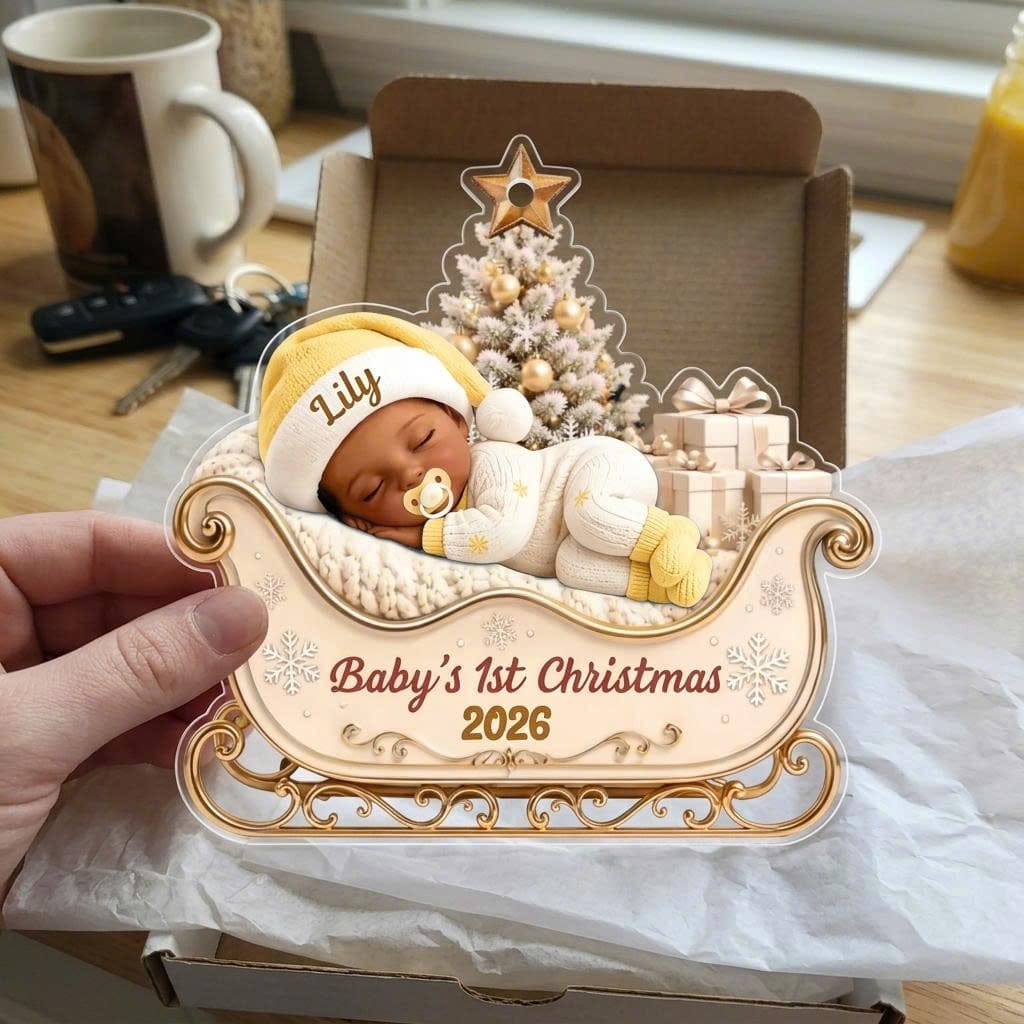 Customer photo review of Baby First's Christmas - Personalized Custom Shaped Acrylic Ornament