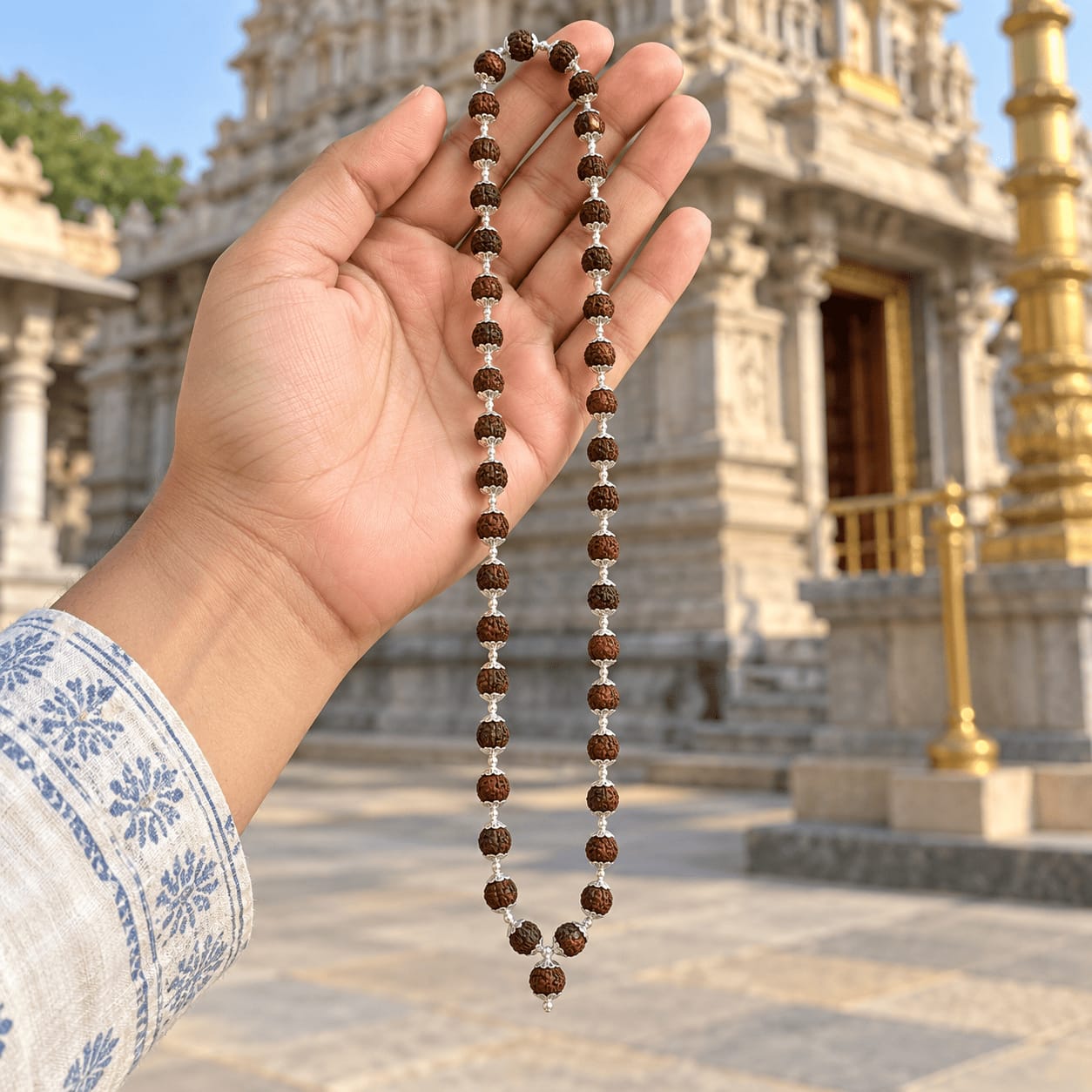 Customer photo review of Rudraksha Silver Mala