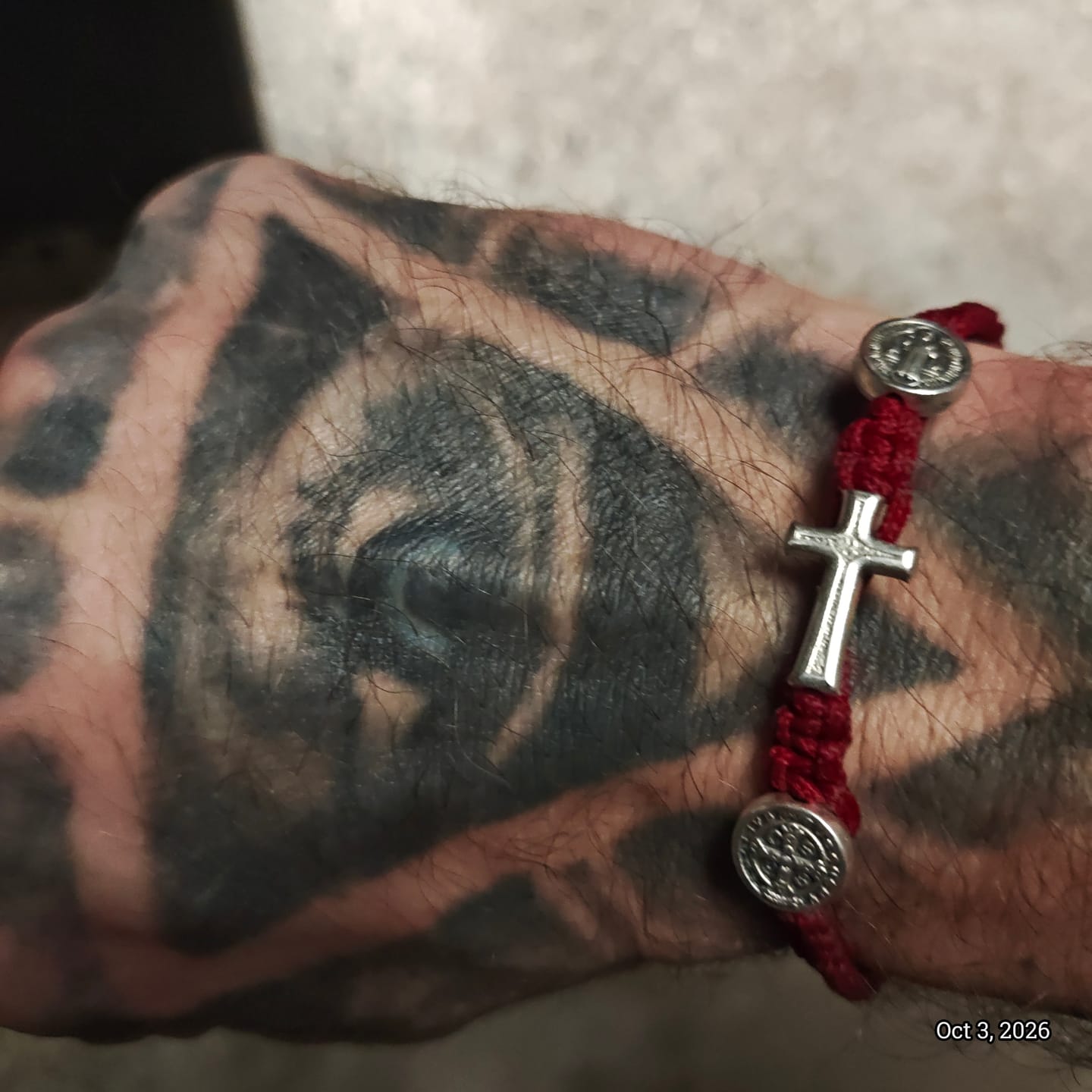 Customer photo review of Benedictine Medal and Cross Bracelet