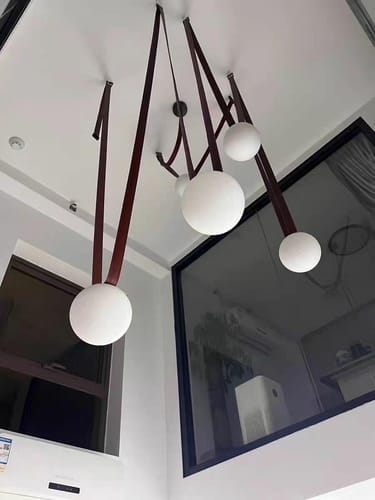 Customer photo review of Leather Globe Pendant Light
