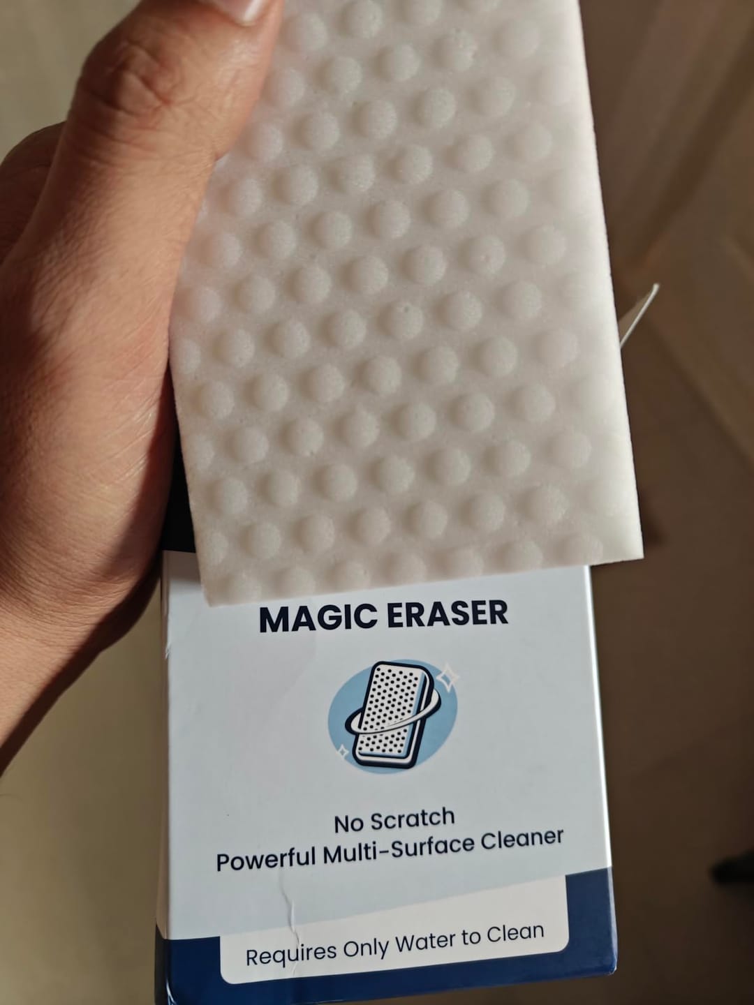 Customer photo review of Magic Eraser Cleaning Sponge (Pack of 4) – Multi-Surface Melamine Stain Remover for Walls, Shoes, Kitchen & Switchboards (Chemical-Free)