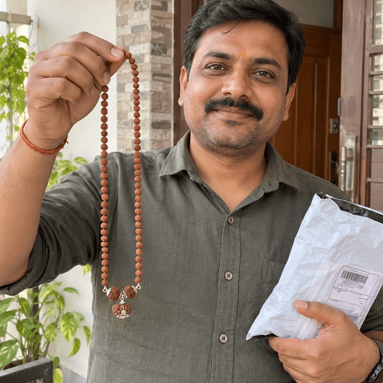 Customer photo review of 1-6-7 Mukhi Rudraksha Kavach (Indian)