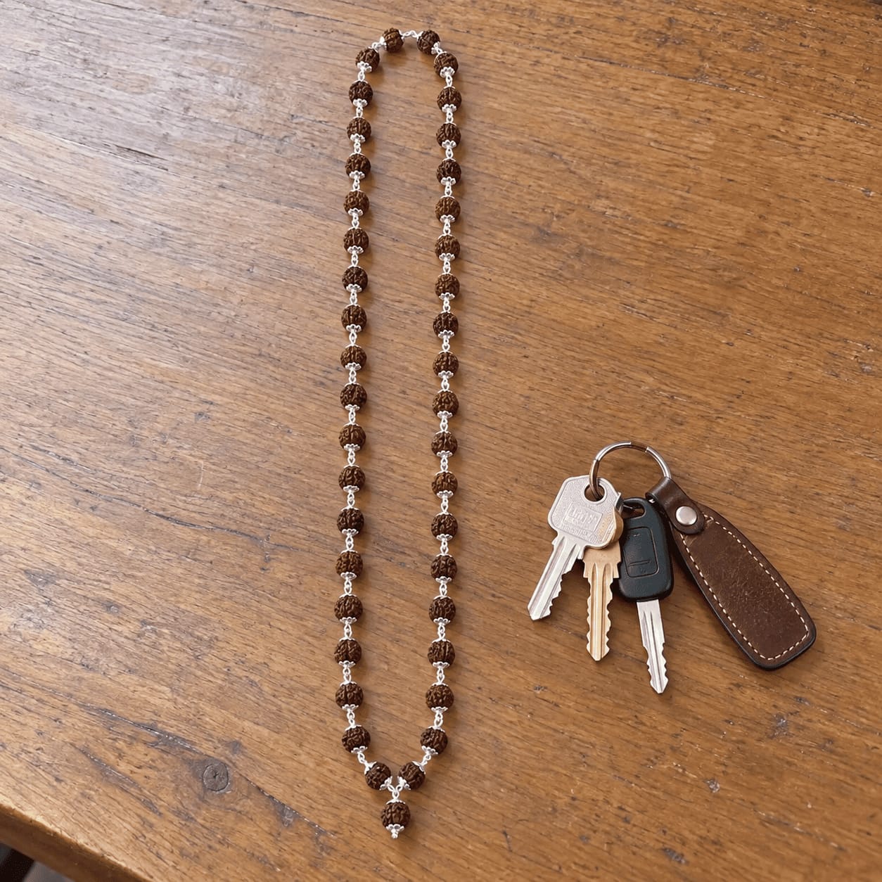 Customer photo review of Rudraksha Silver Mala