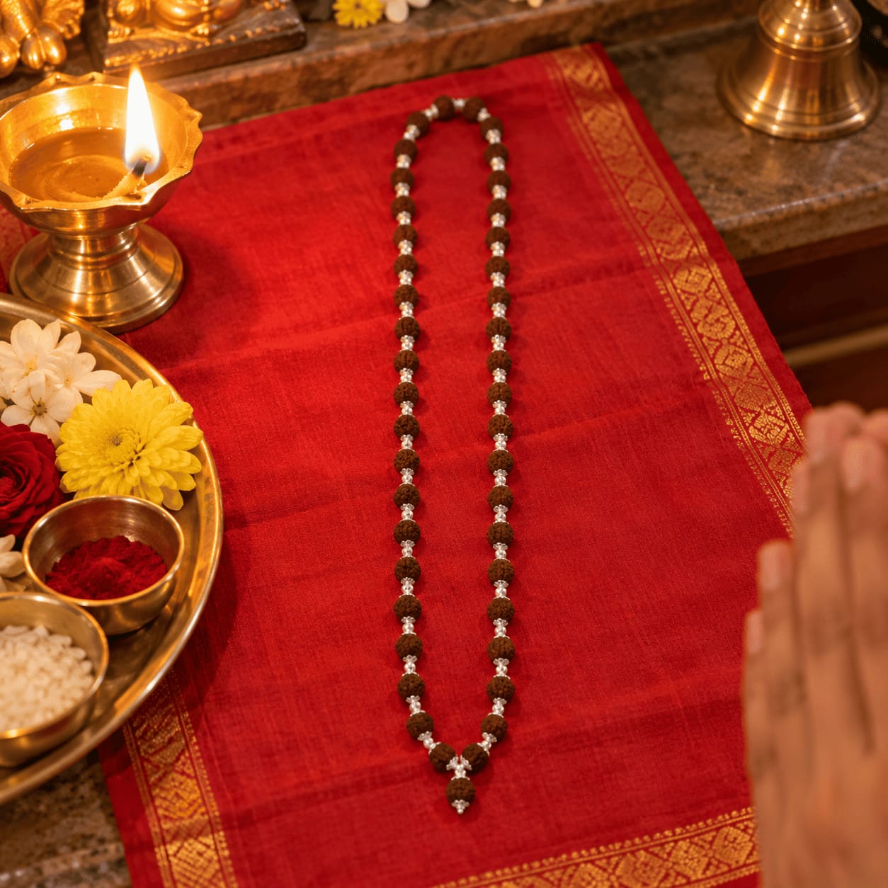 Customer photo review of Rudraksha Silver Mala