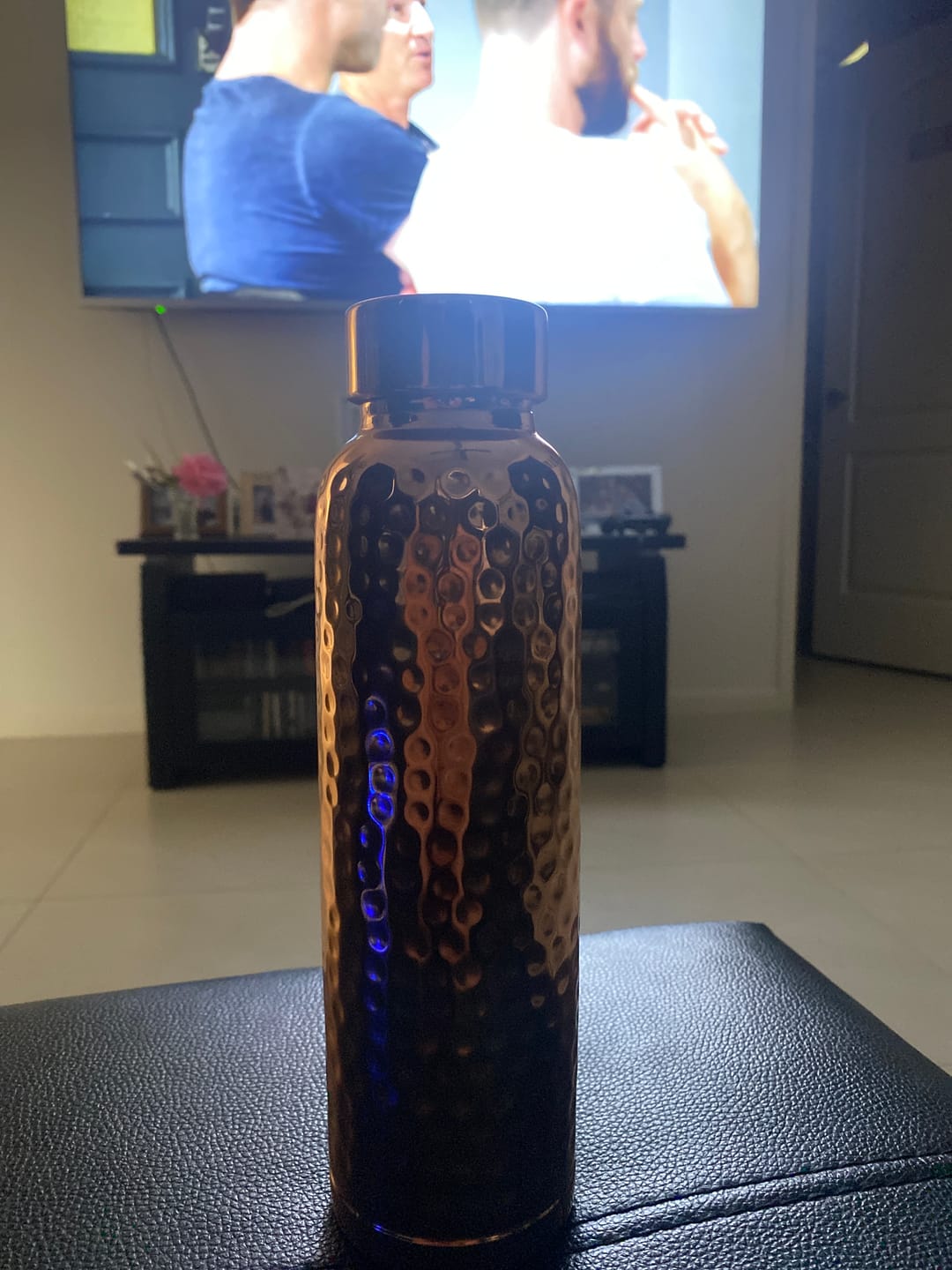 Customer photo review of Hammered Pure Copper Water Bottle 950ml