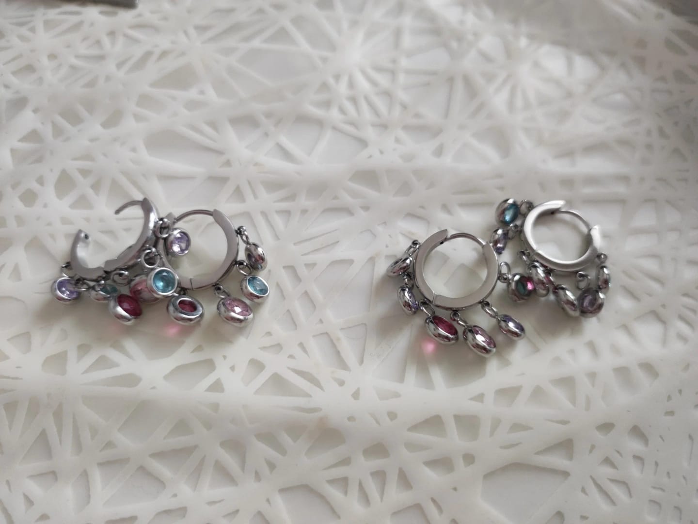 Customer photo review of Multi-Stone Charm Hoops