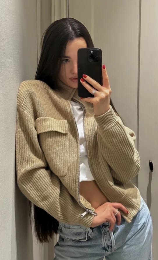 Customer photo review of Nadia Ribbed Knit Cardigan Top