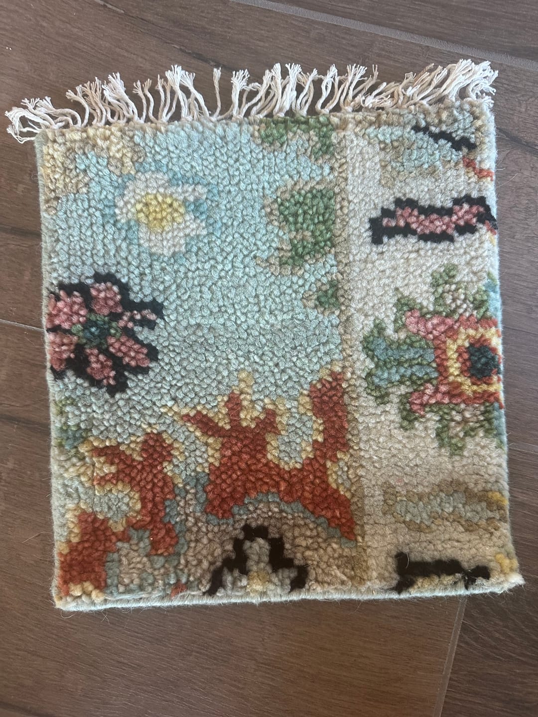 Customer photo review of Vibrant Colorful Aqua, Ivory, Gold and Rust Hand Knotted Traditional Oushak Multi Size wool Area Rug