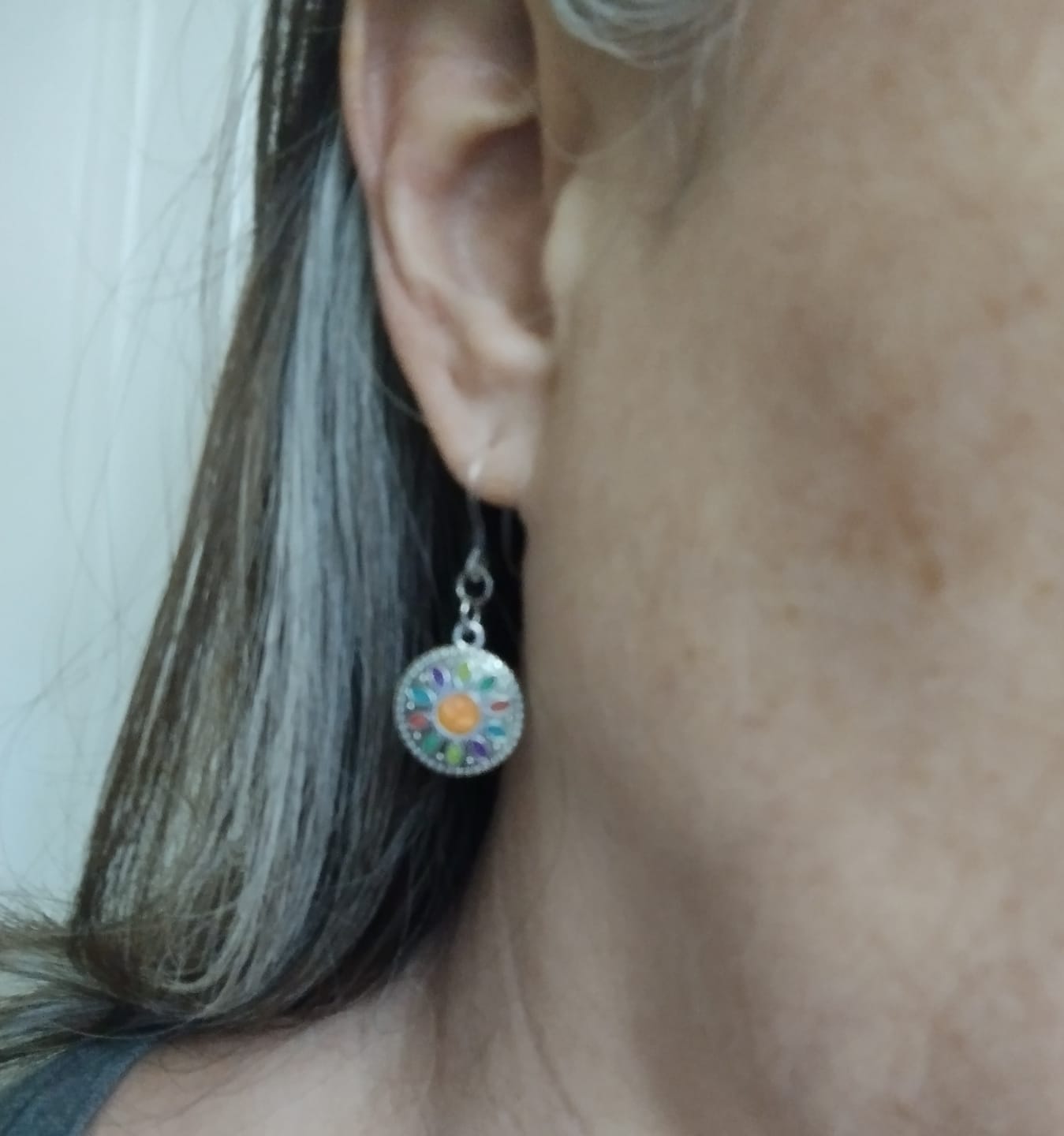 Customer photo review of Dainty Flower Drop Dangles Hypoallergenic Earrings for Sensitive Ears with Plastic Posts