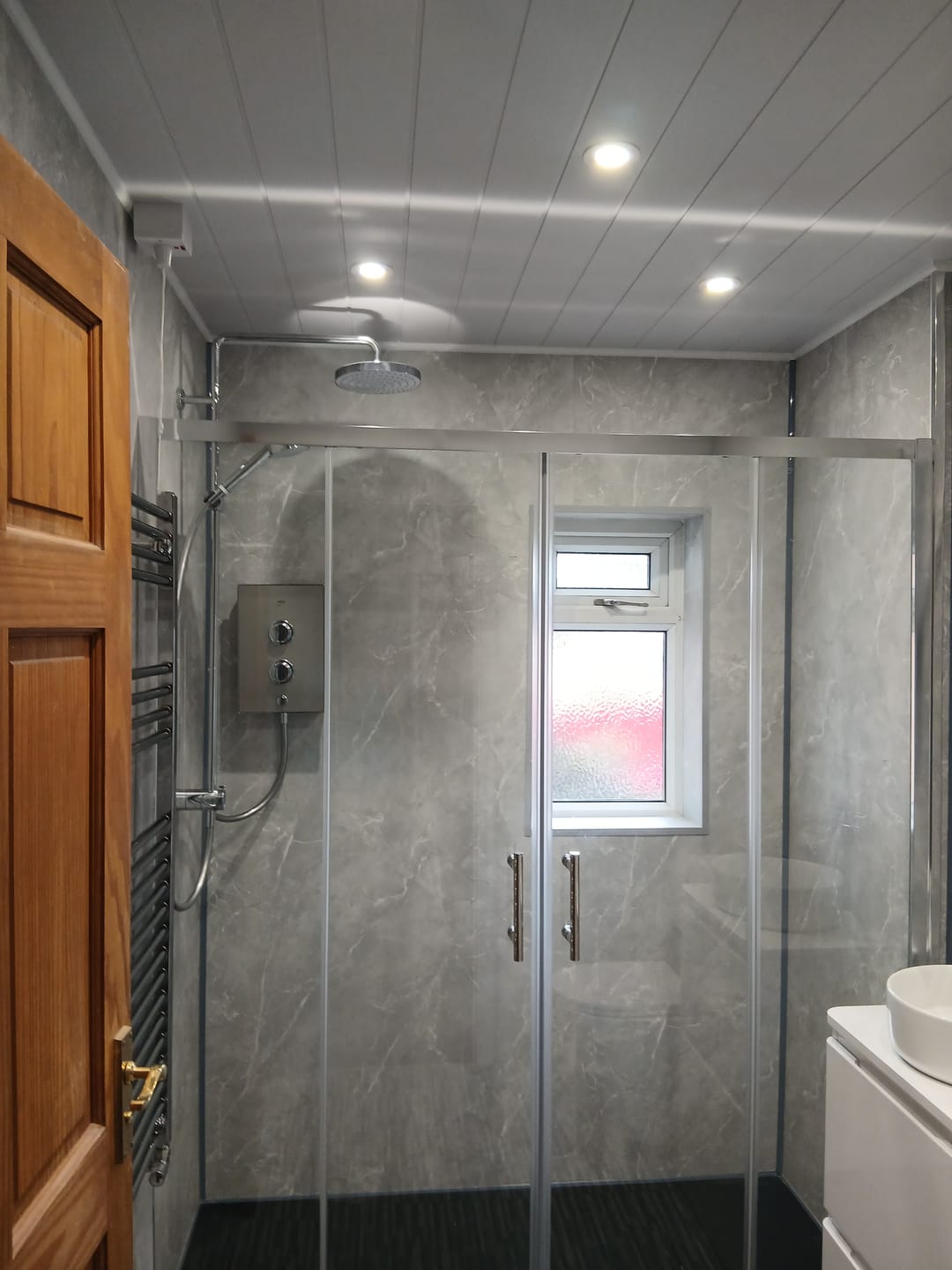 Customer photo review of 10mm Stone Grey Matt Shower Panel 1M x 2.4M