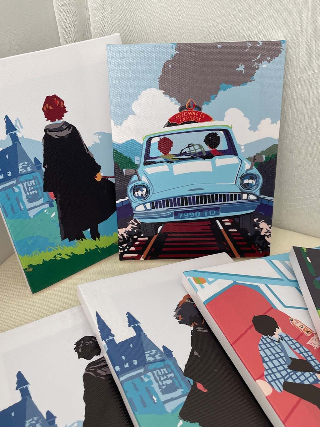 Customer photo review of Mini Peinture par numéros 15x20cm (6 pièces) - Harry Potter en route vers Poudlard