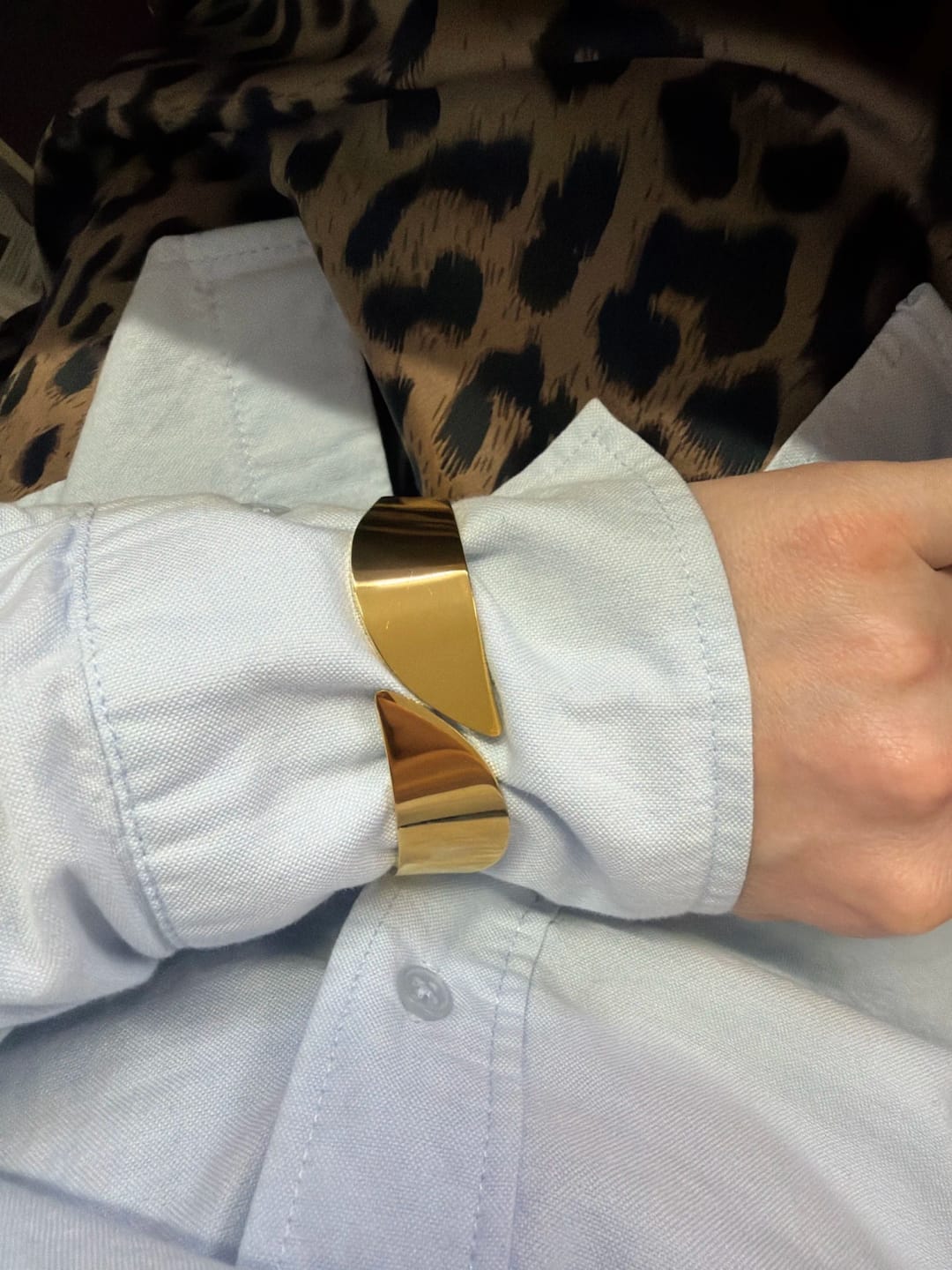 Customer photo review of Symmetry Wide Steel Bangle